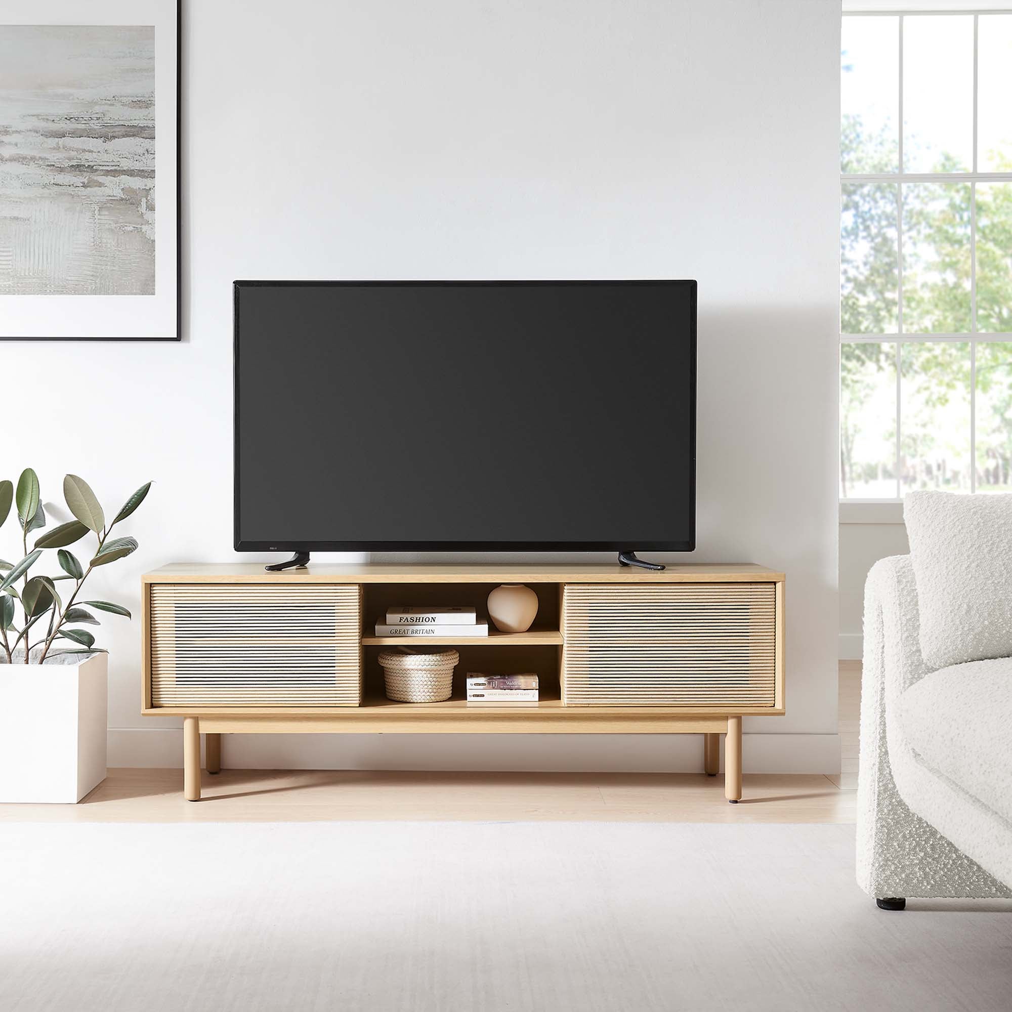 Milo 59" TV Stand in Oak Tan