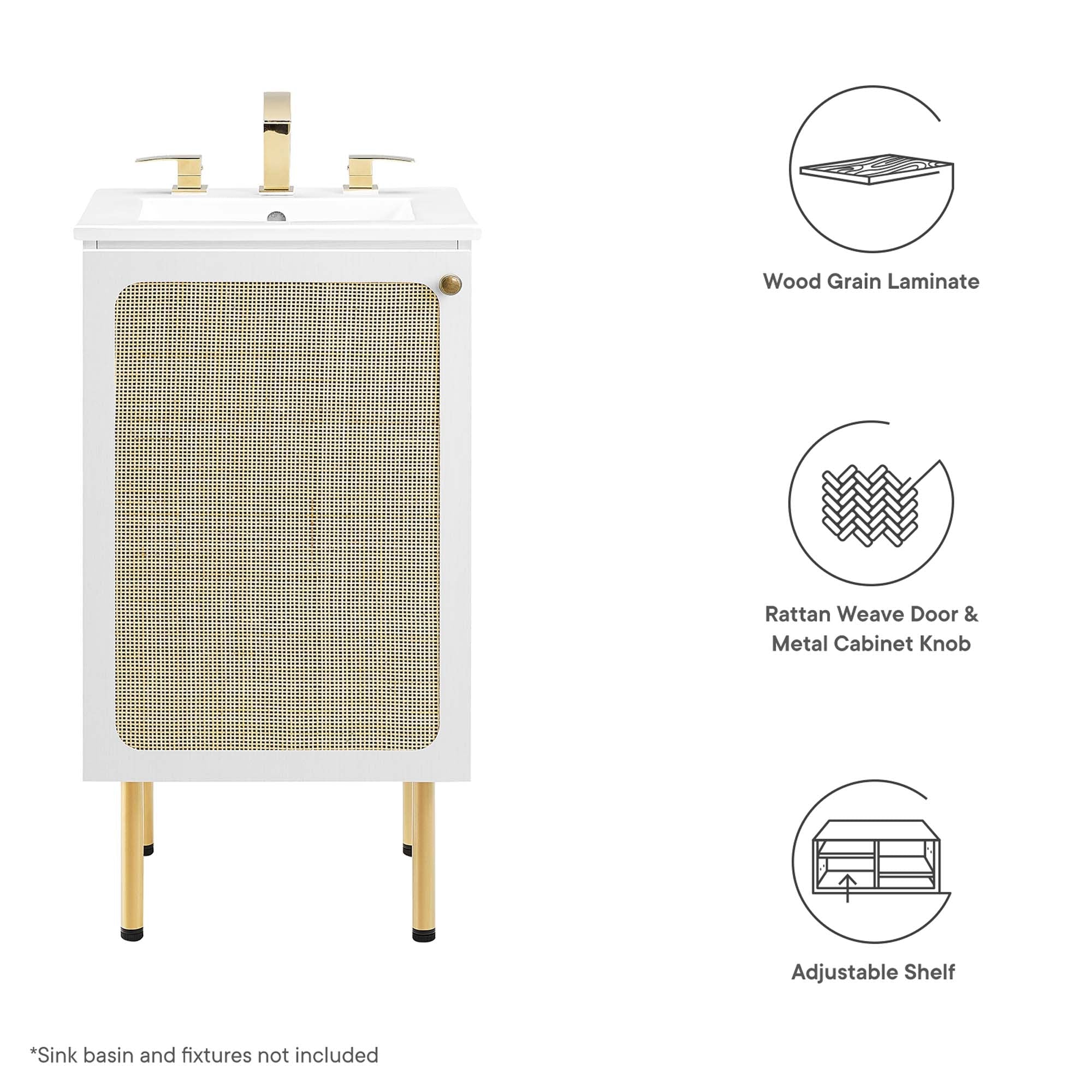 Meuble-lavabo de salle de bain Chaucer, lavabo non inclus