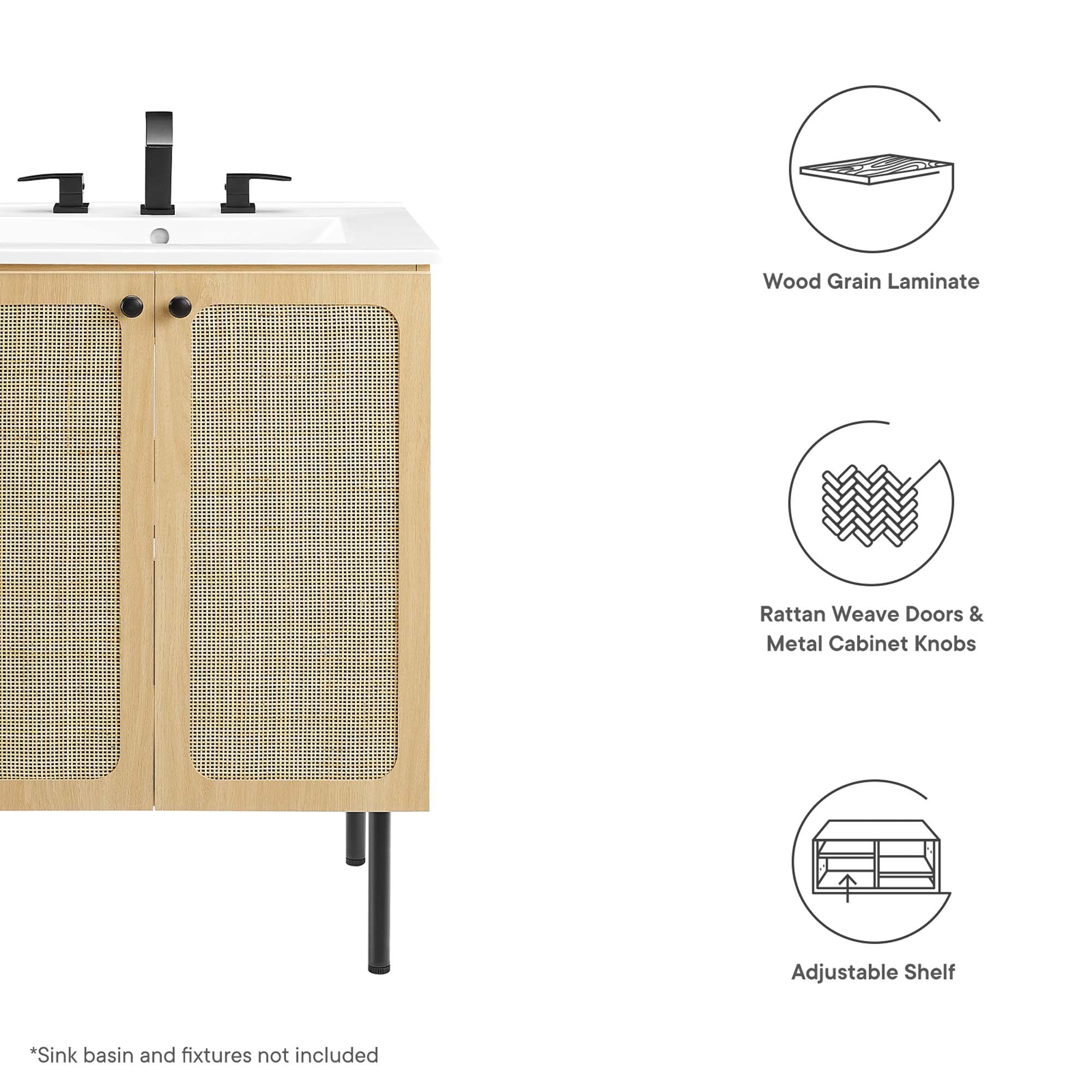 Meuble-lavabo de salle de bain Chaucer, lavabo non inclus