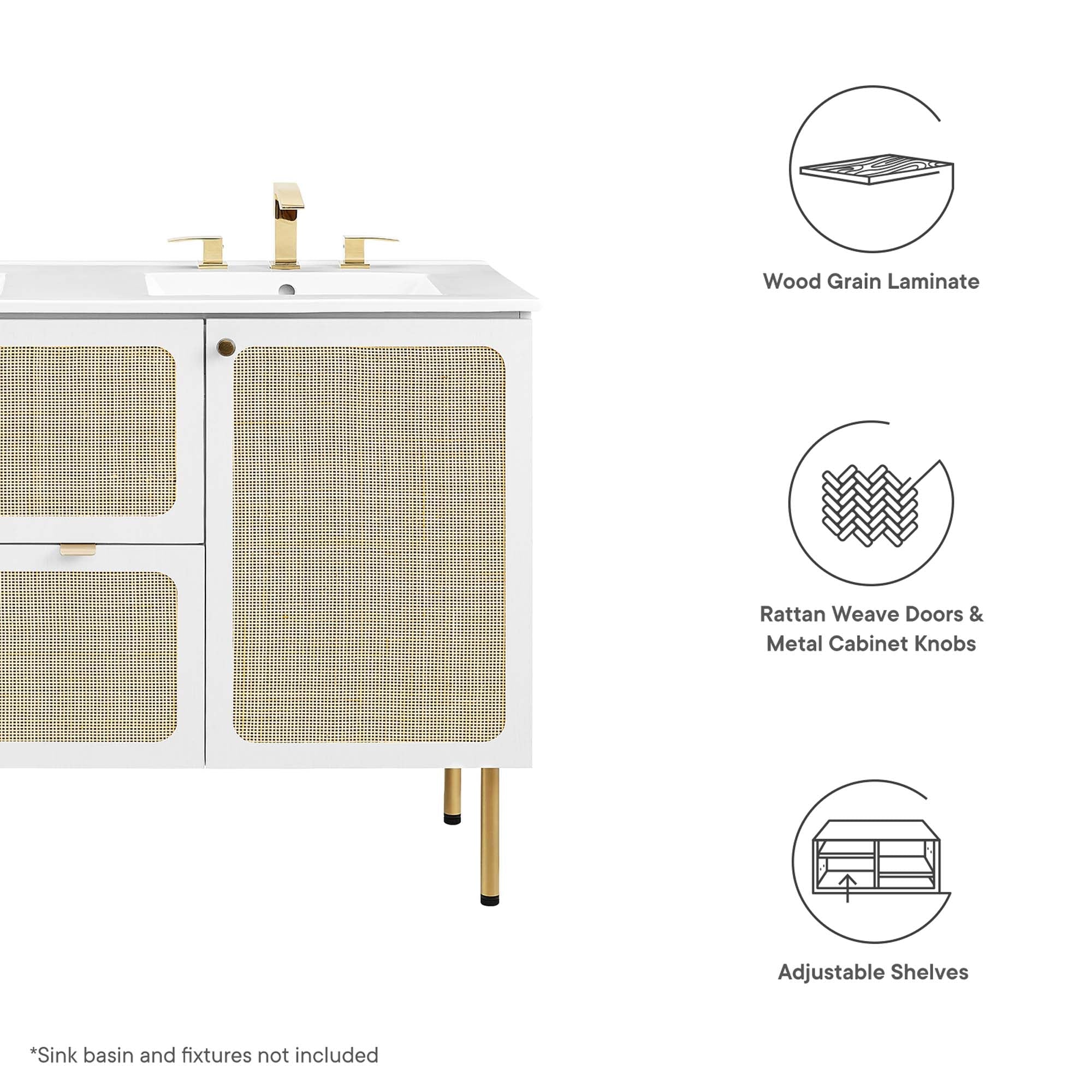 Meuble-lavabo de salle de bain Chaucer, lavabo non inclus