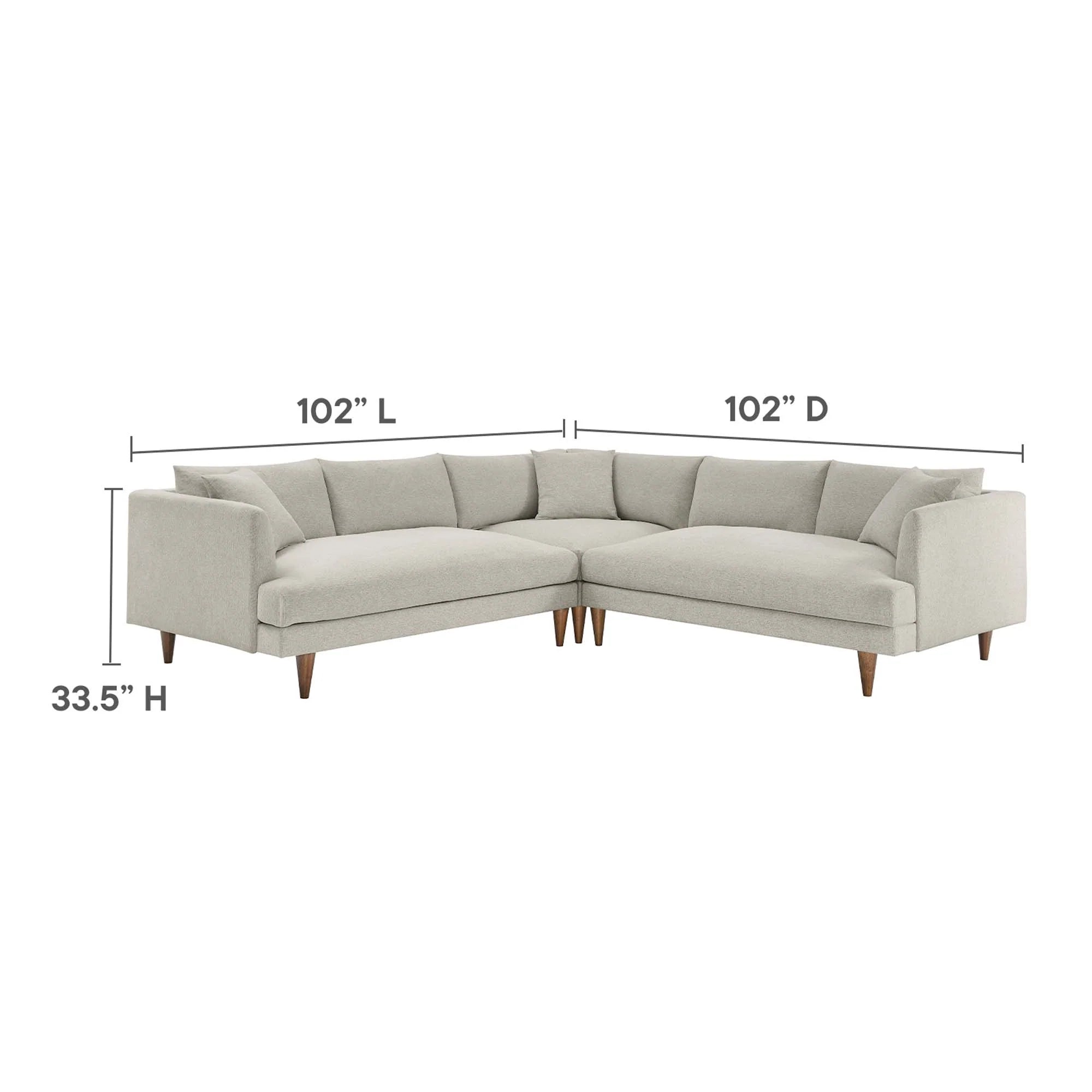 Zoya 3 Piece Down Filled Overstuffed Sectional Sofa