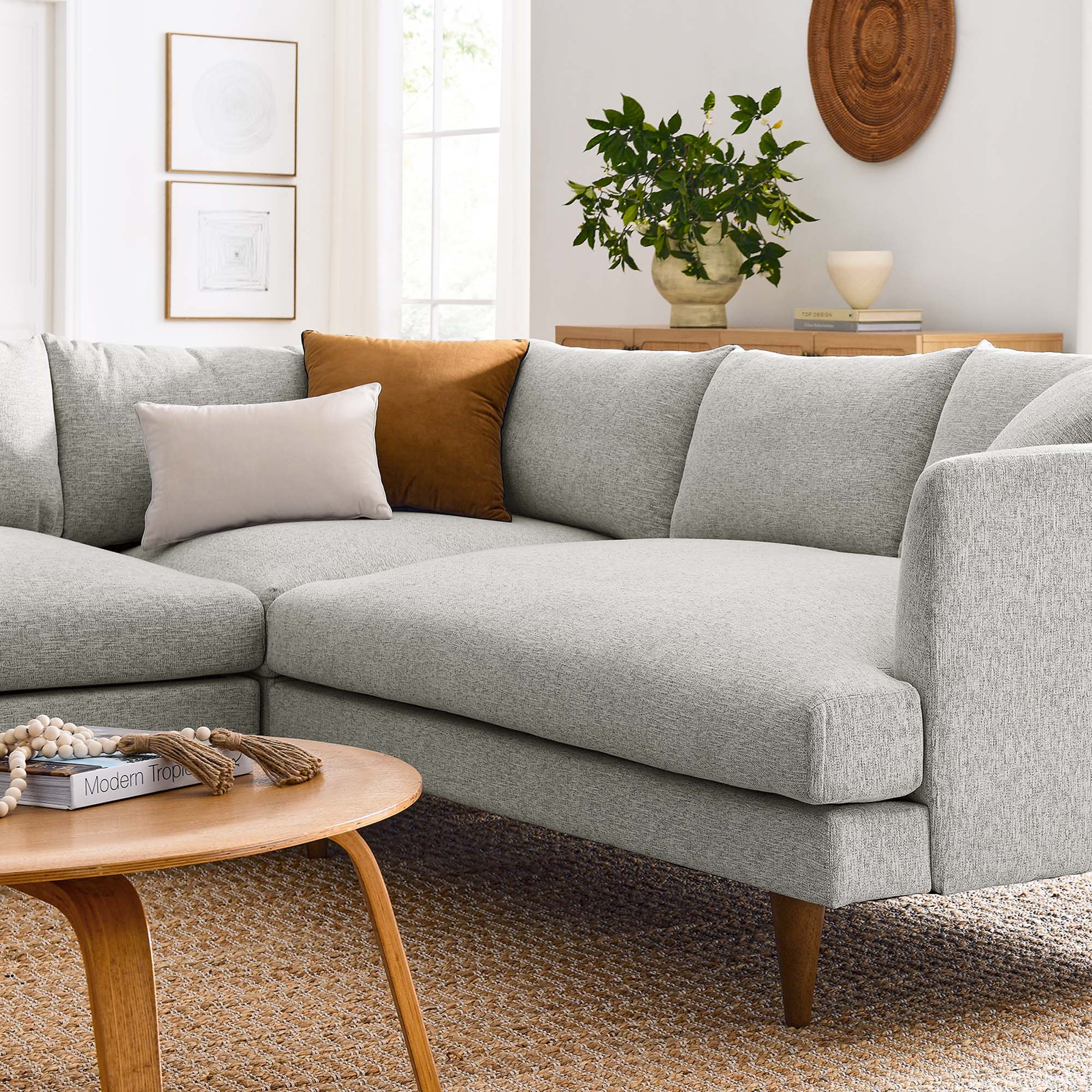 Zoya 3 Piece Down Filled Overstuffed Sectional Sofa