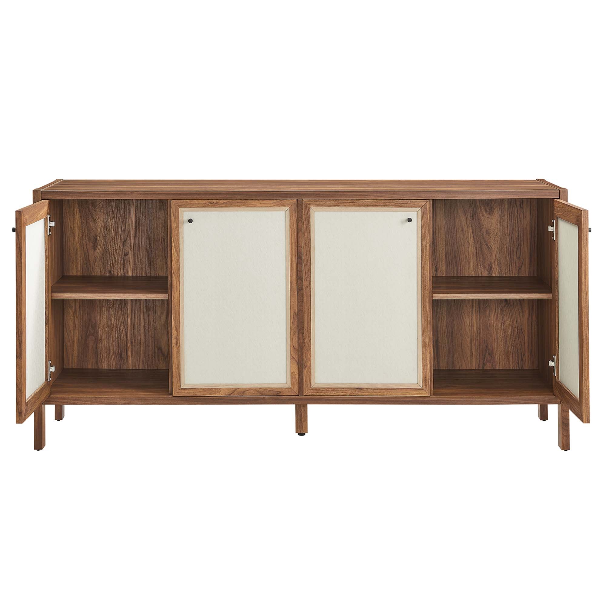 Capri 65" Wood Grain Sideboard Storage Cabinet in Walnut