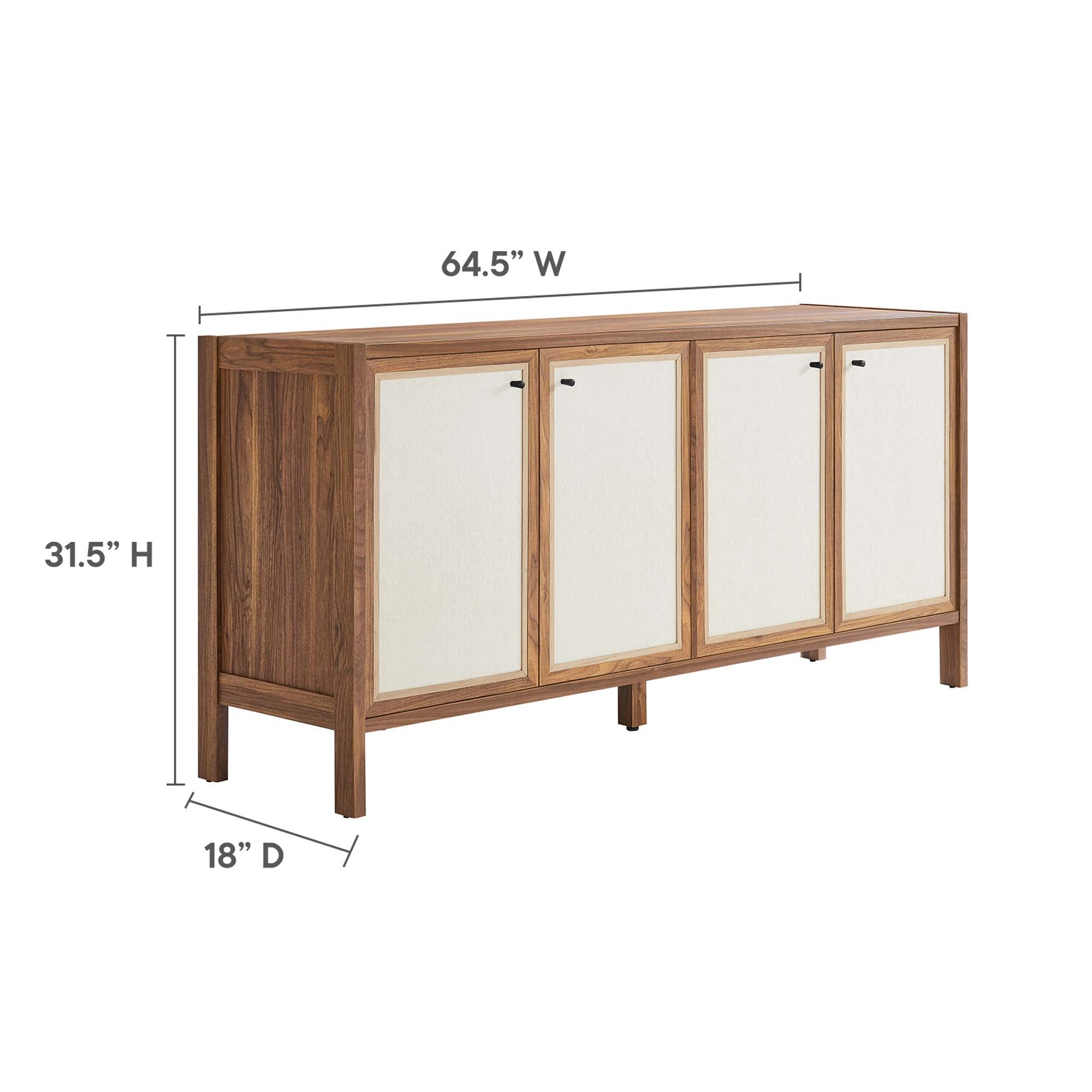 Capri 65" Wood Grain Sideboard Storage Cabinet in Walnut