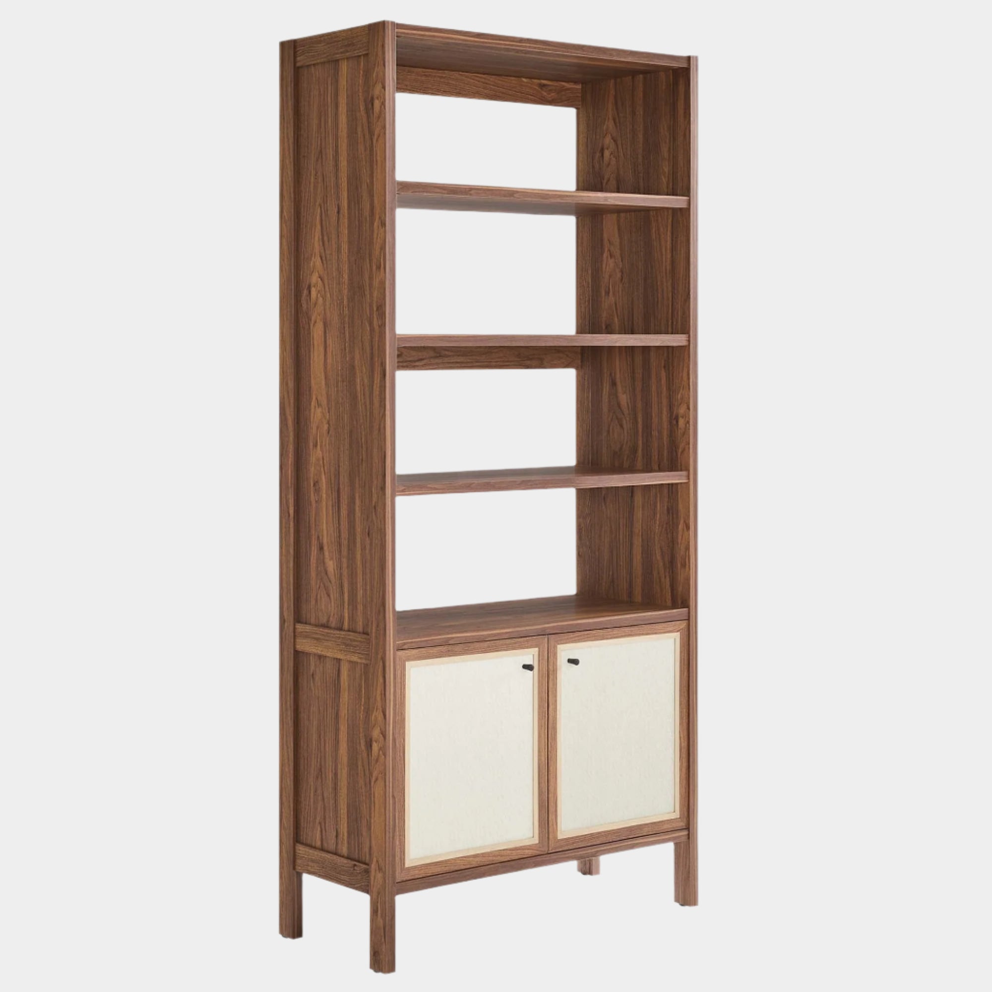 Capri 4-Shelf Wood Grain Bookcase in Walnut