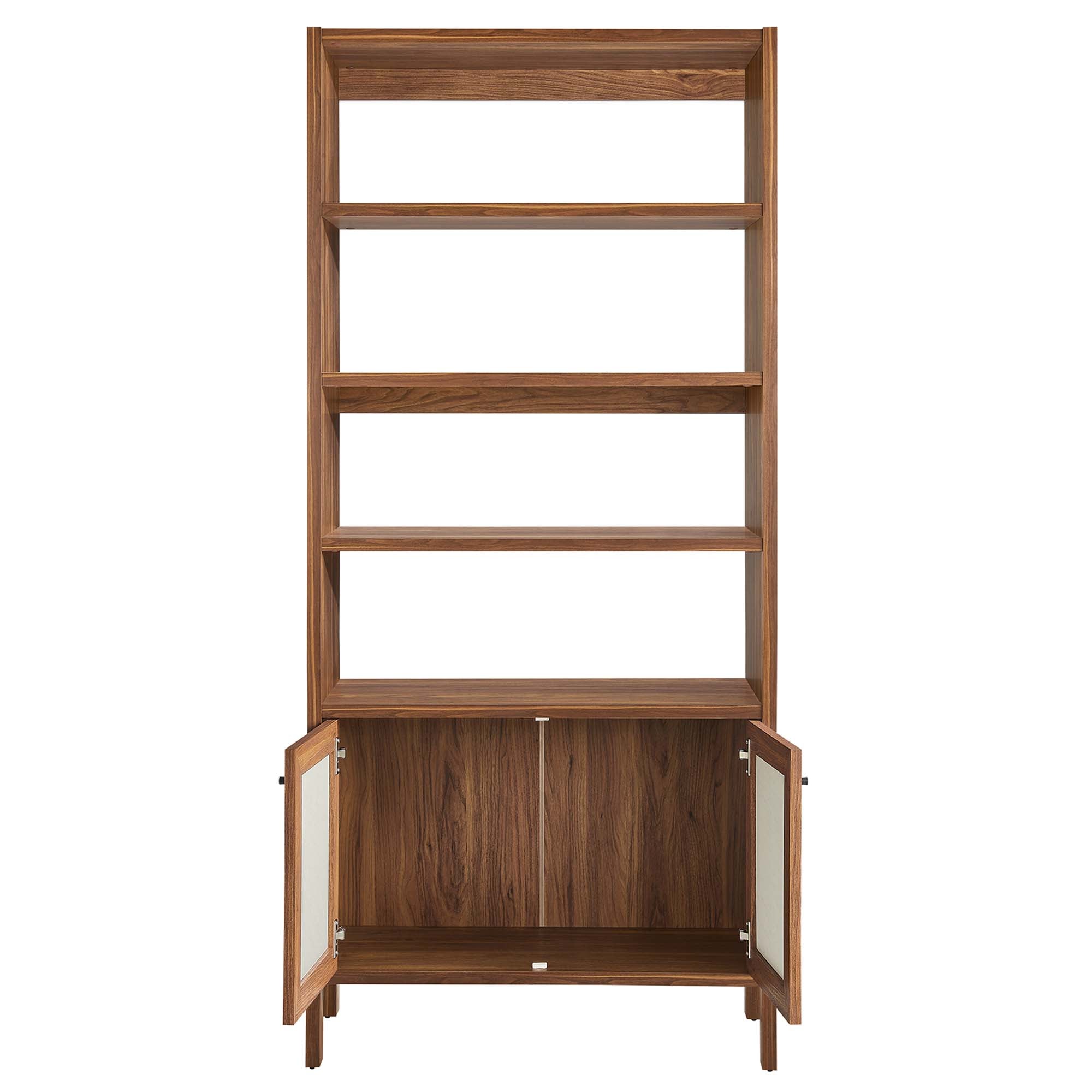 Capri 4-Shelf Wood Grain Bookcase in Walnut