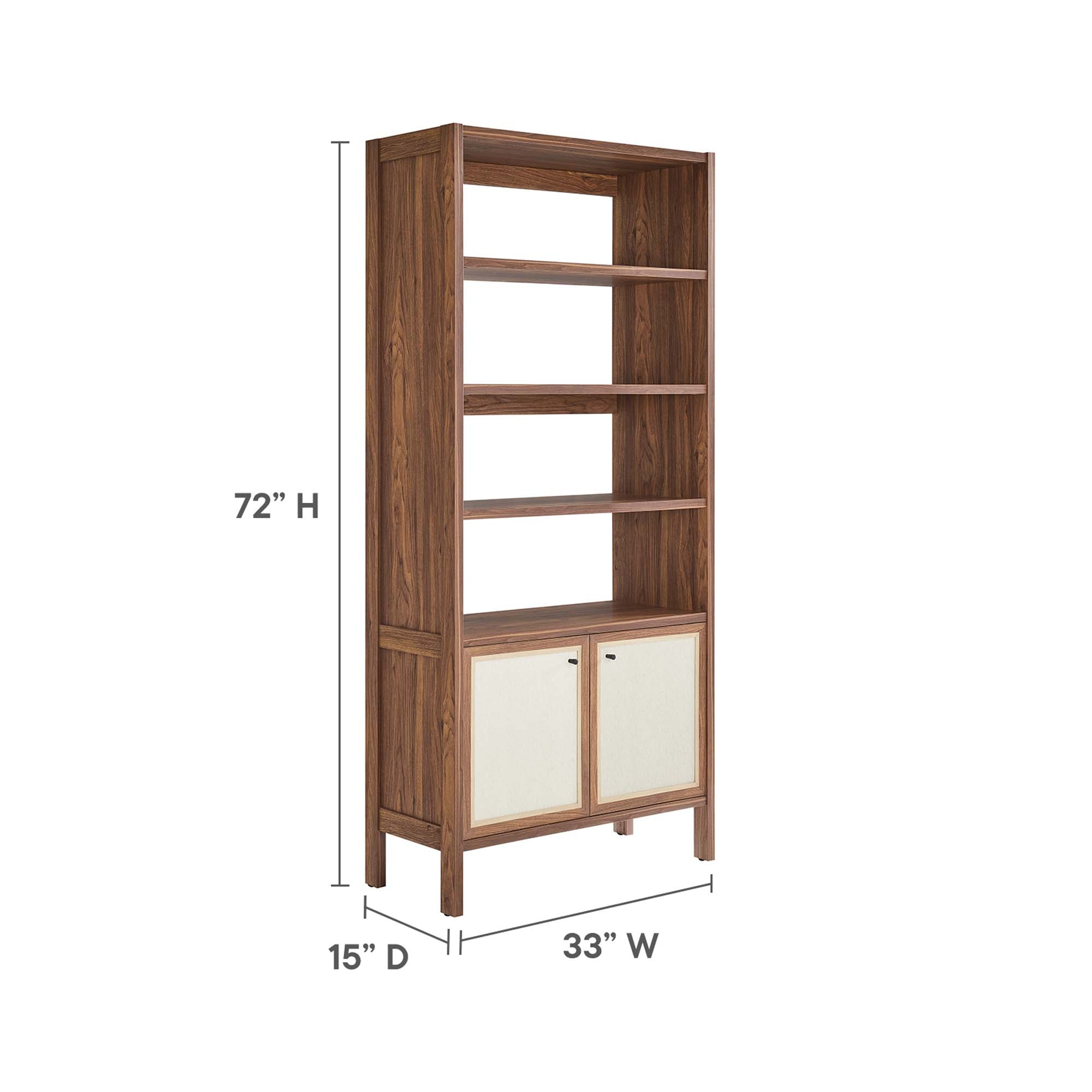 Capri 4-Shelf Wood Grain Bookcase in Walnut