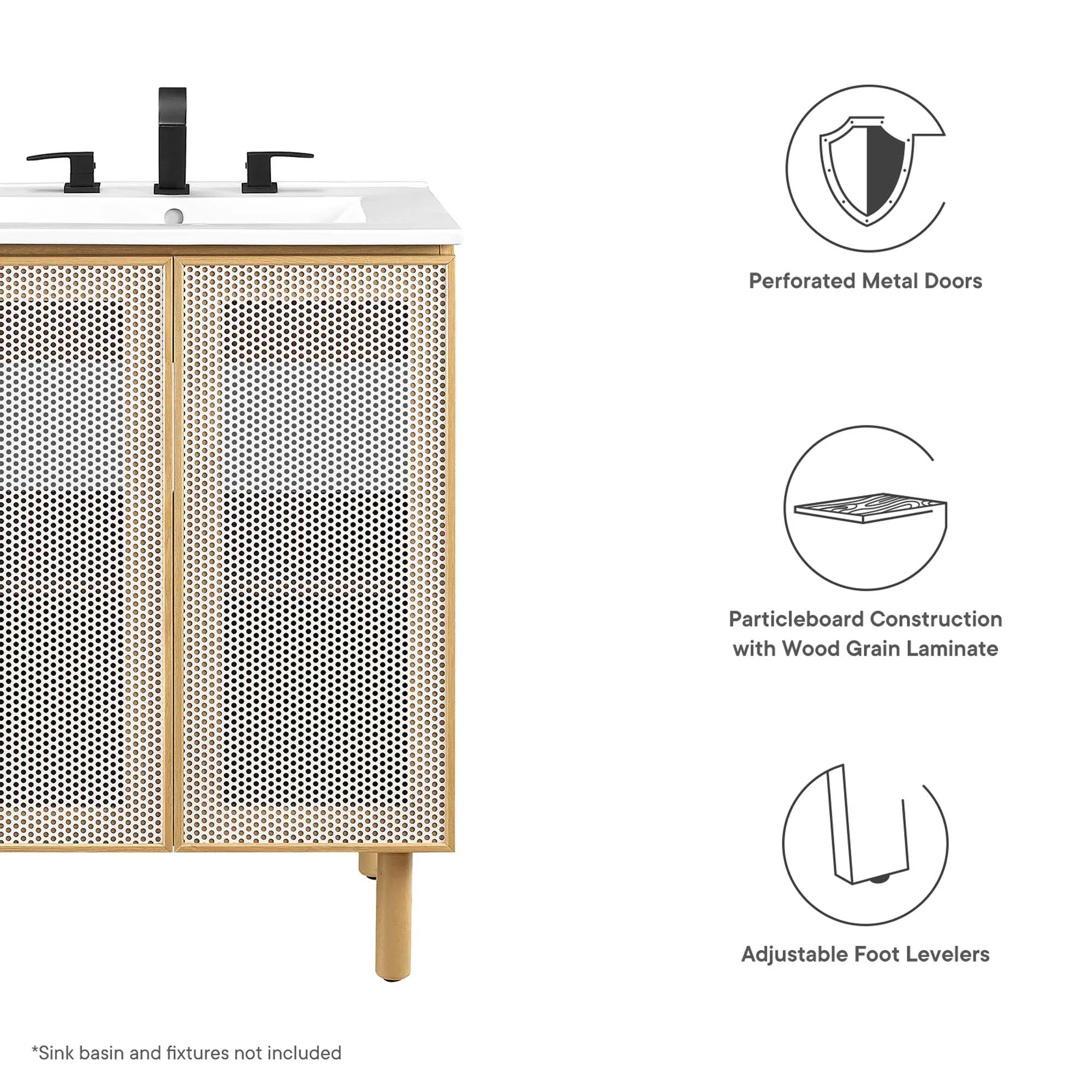 Calla Perforated Metal Bathroom Cabinet Basin Not Included