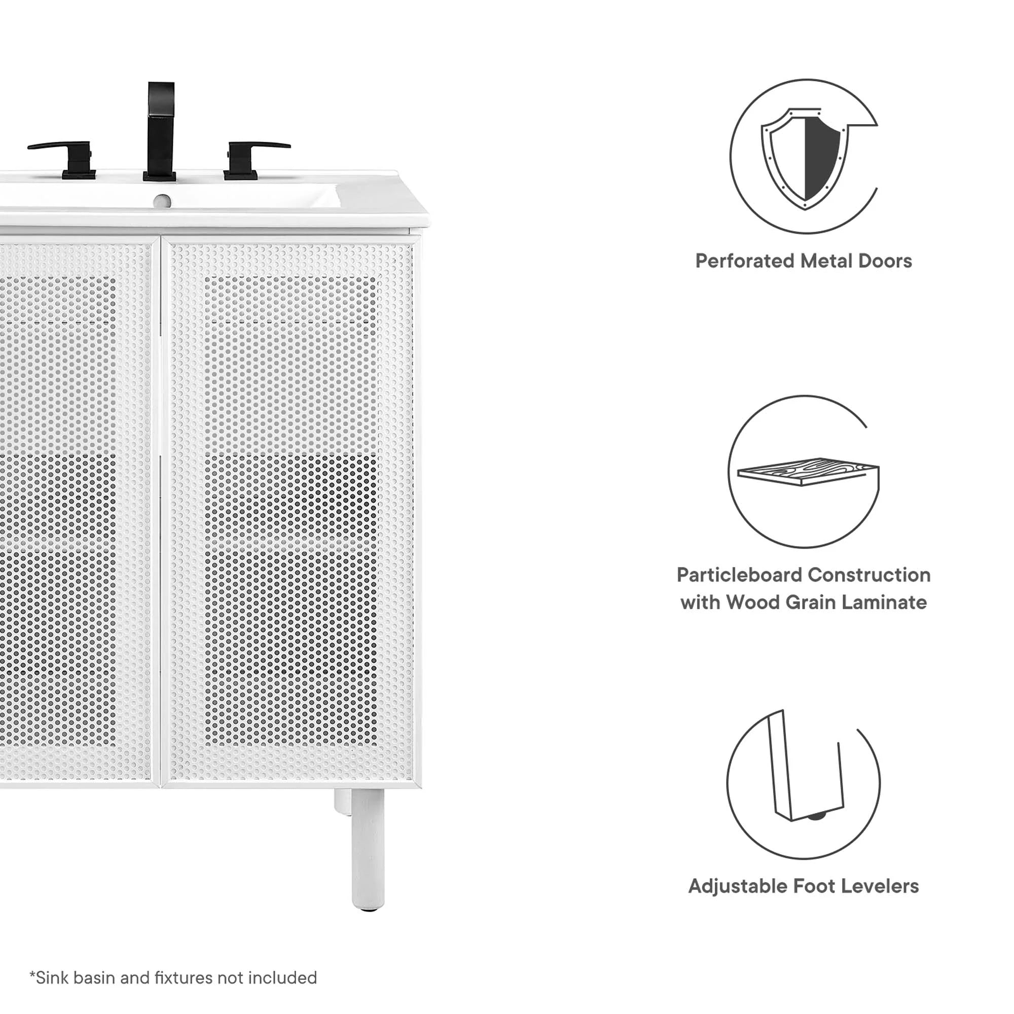 Calla Perforated Metal Bathroom Cabinet Basin Not Included