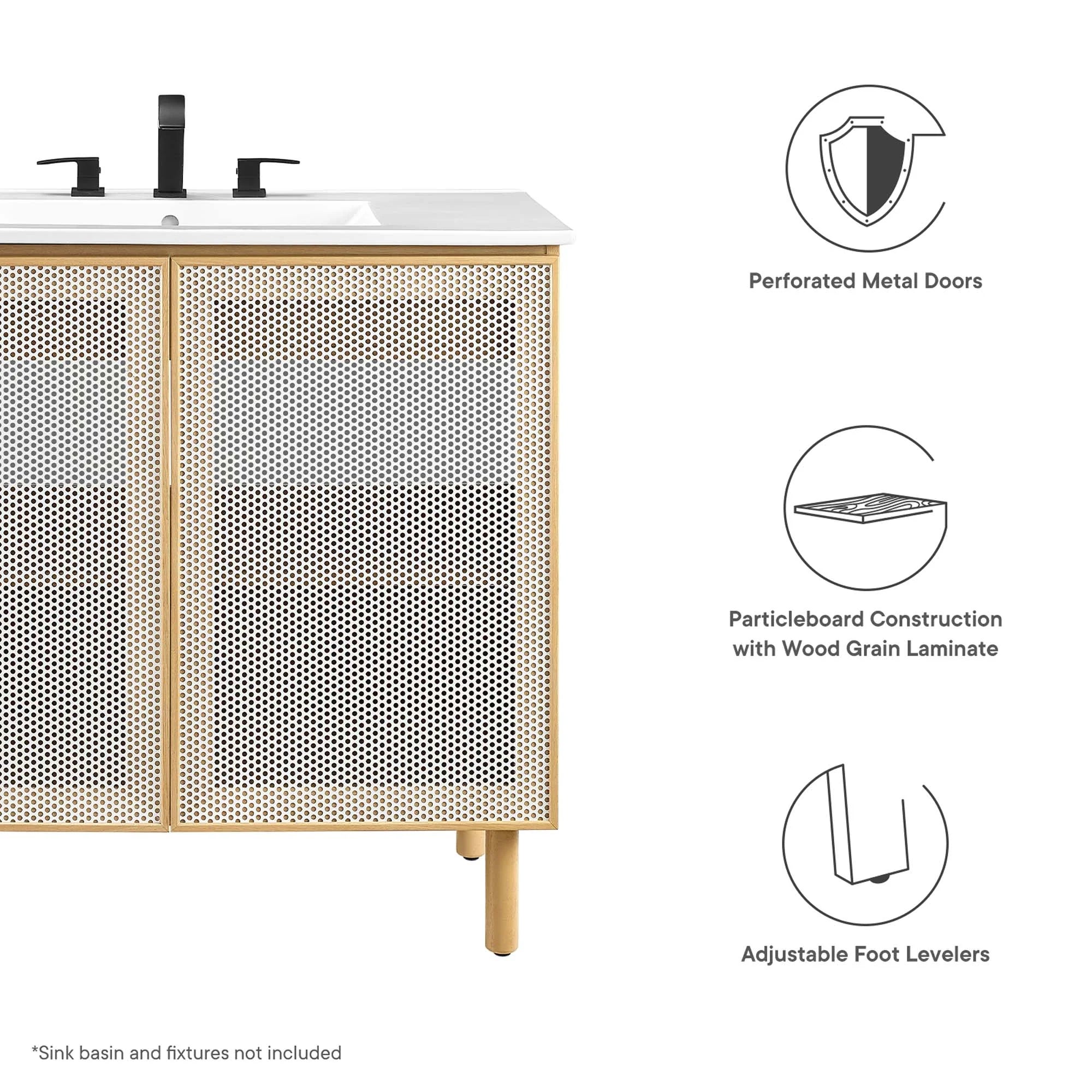 Meuble de salle de bain en métal perforé Calla Lavabo non inclus