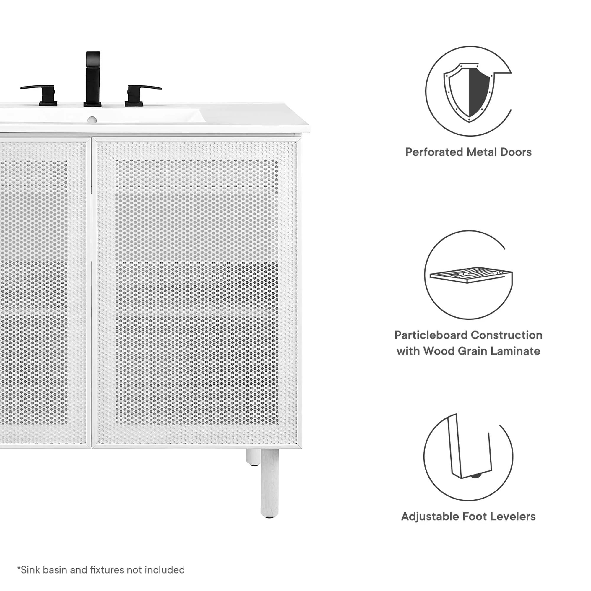 Calla Perforated Metal Bathroom Cabinet Basin Not Included