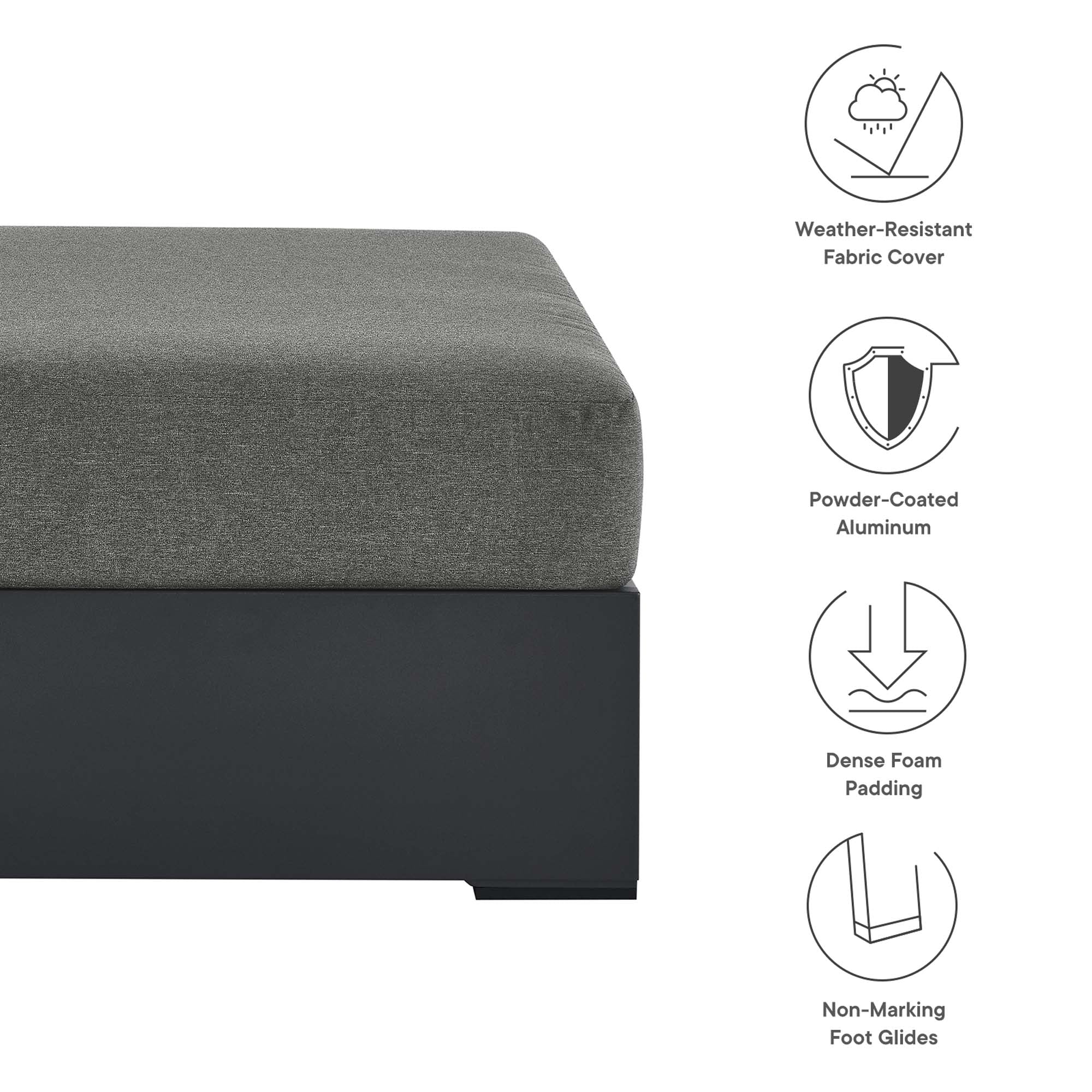 Tahoe Outdoor Patio Powder-Coated Aluminum Ottoman