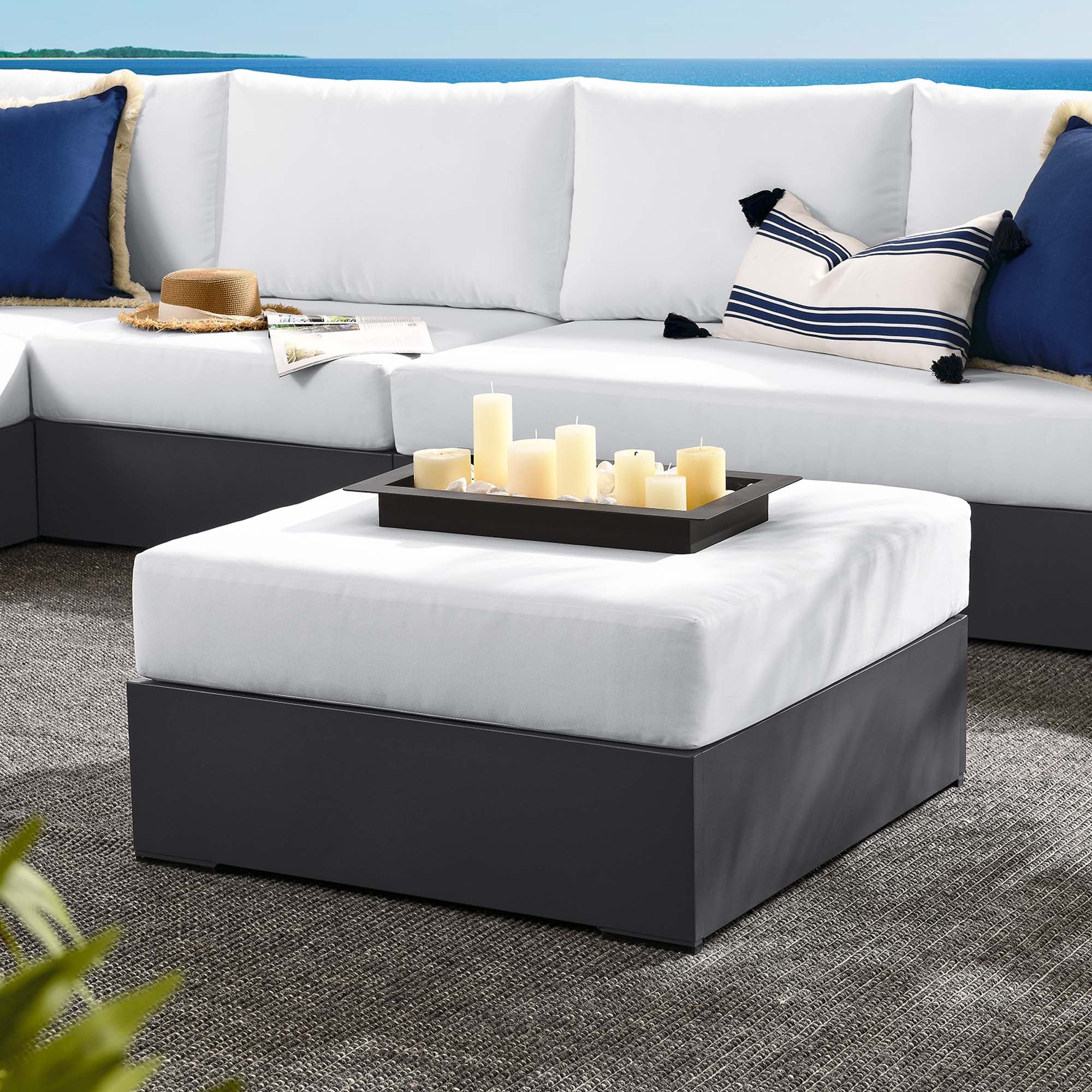 Tahoe Outdoor Patio Powder-Coated Aluminum Ottoman