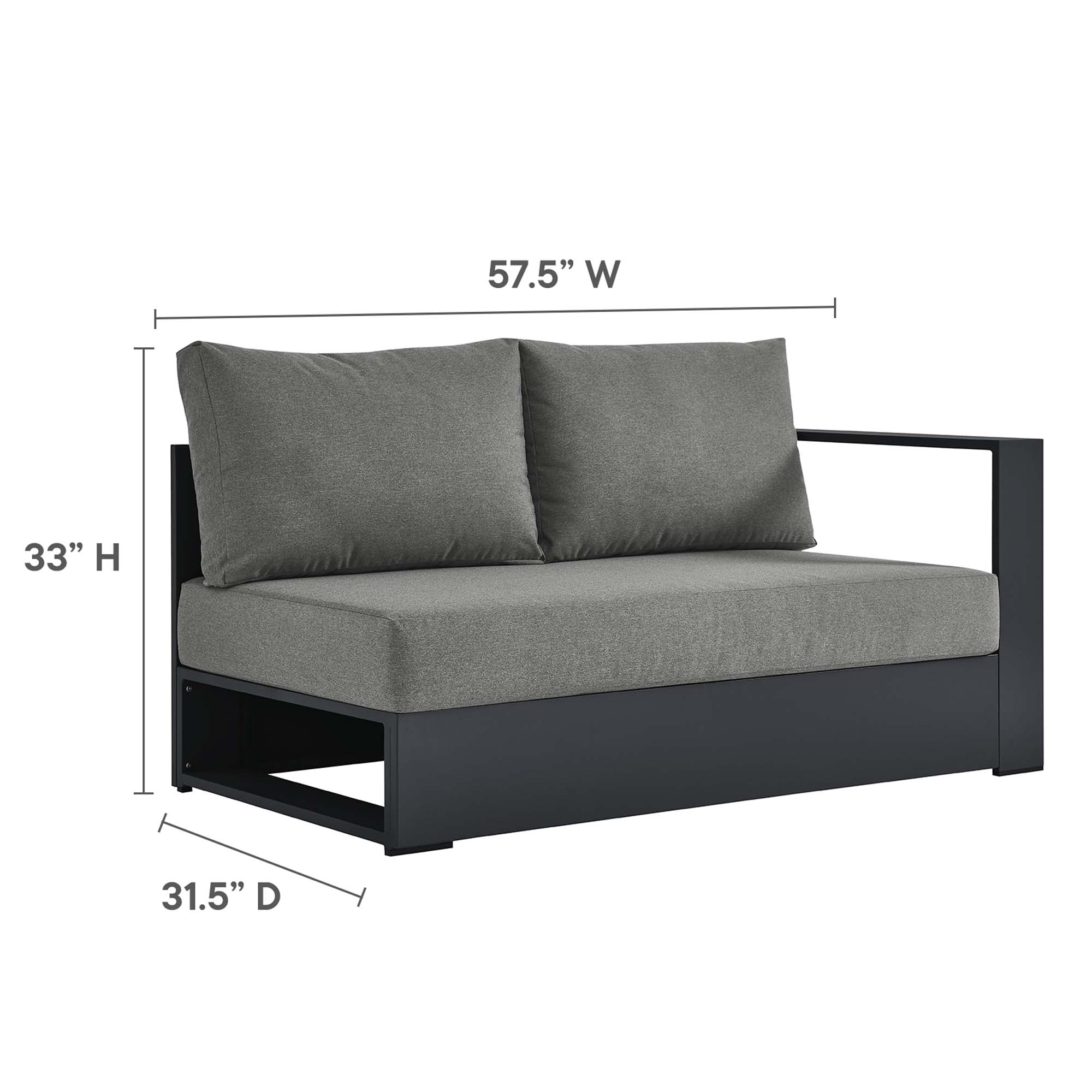 Tahoe Outdoor Patio Powder-Coated Aluminum Modular Left-Facing Loveseat