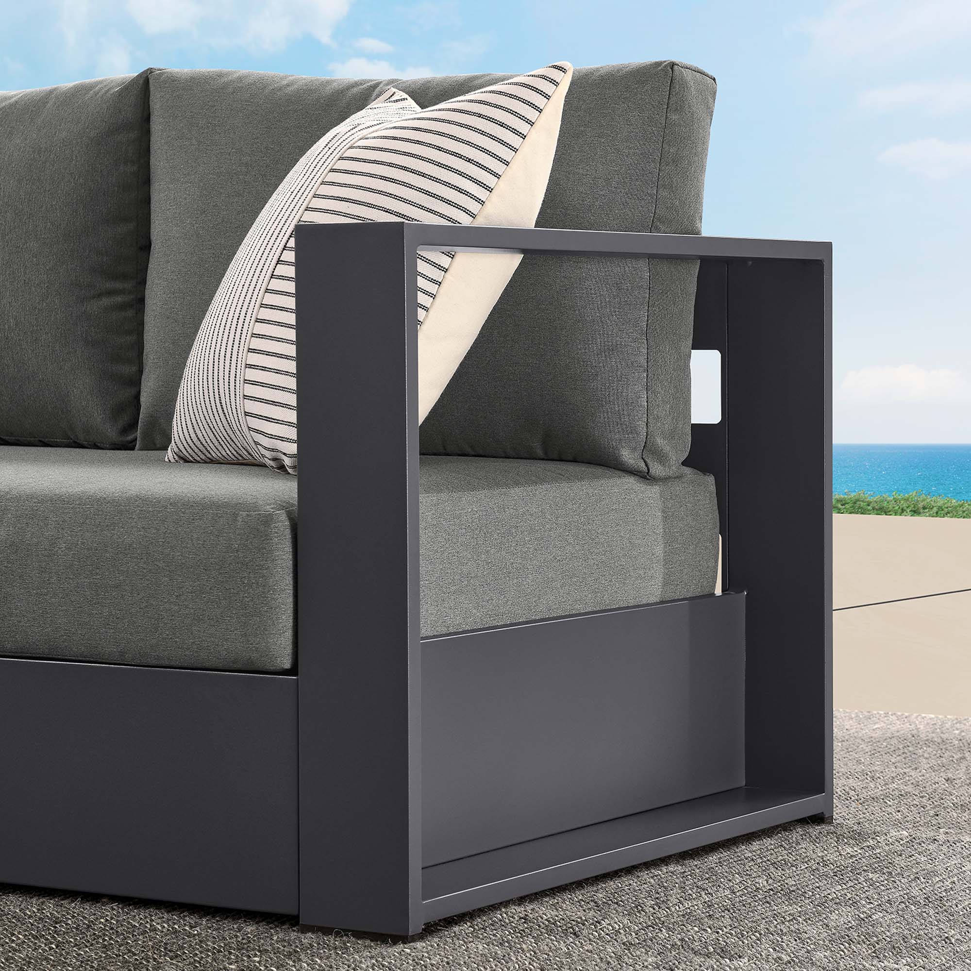 Tahoe Outdoor Patio Powder-Coated Aluminum Modular Left-Facing Loveseat