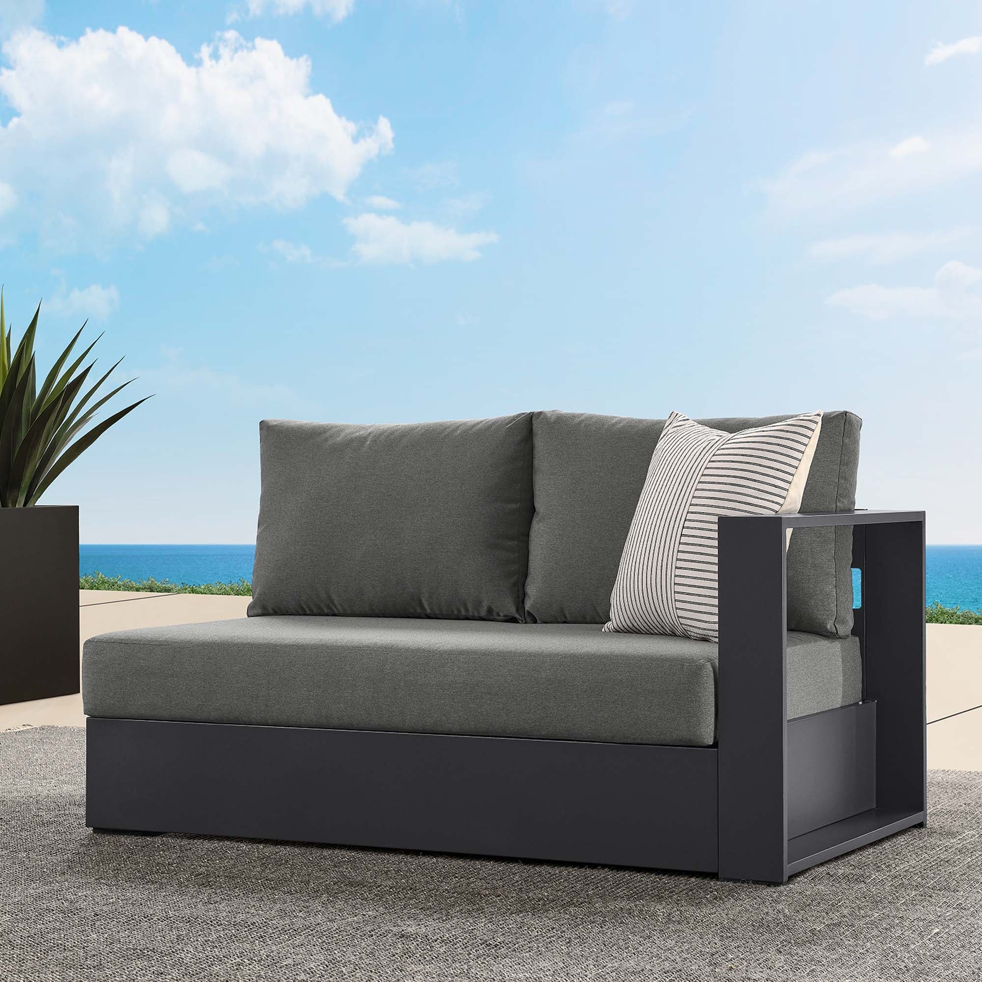 Tahoe Outdoor Patio Powder-Coated Aluminum Modular Left-Facing Loveseat