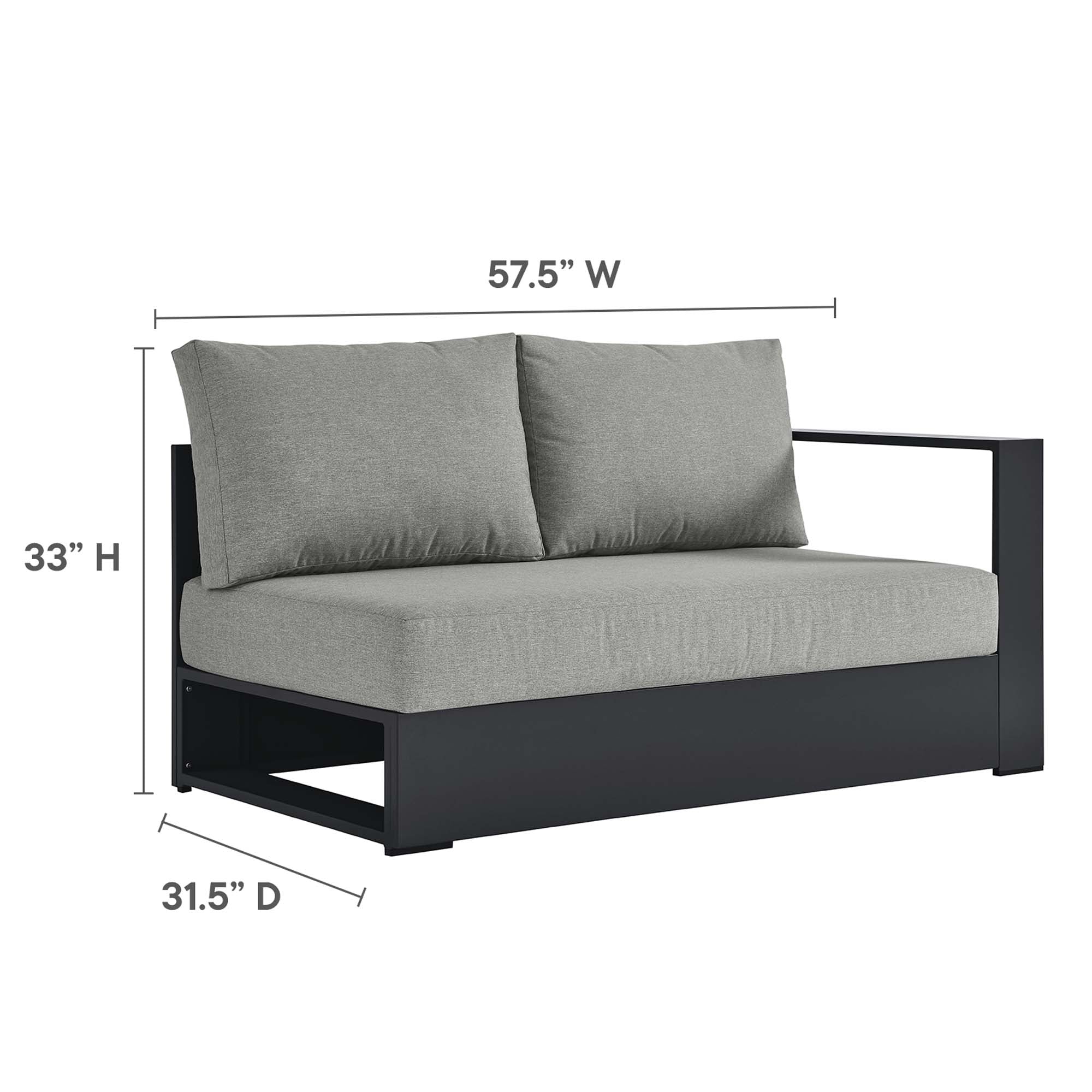 Tahoe Outdoor Patio Powder-Coated Aluminum Modular Left-Facing Loveseat