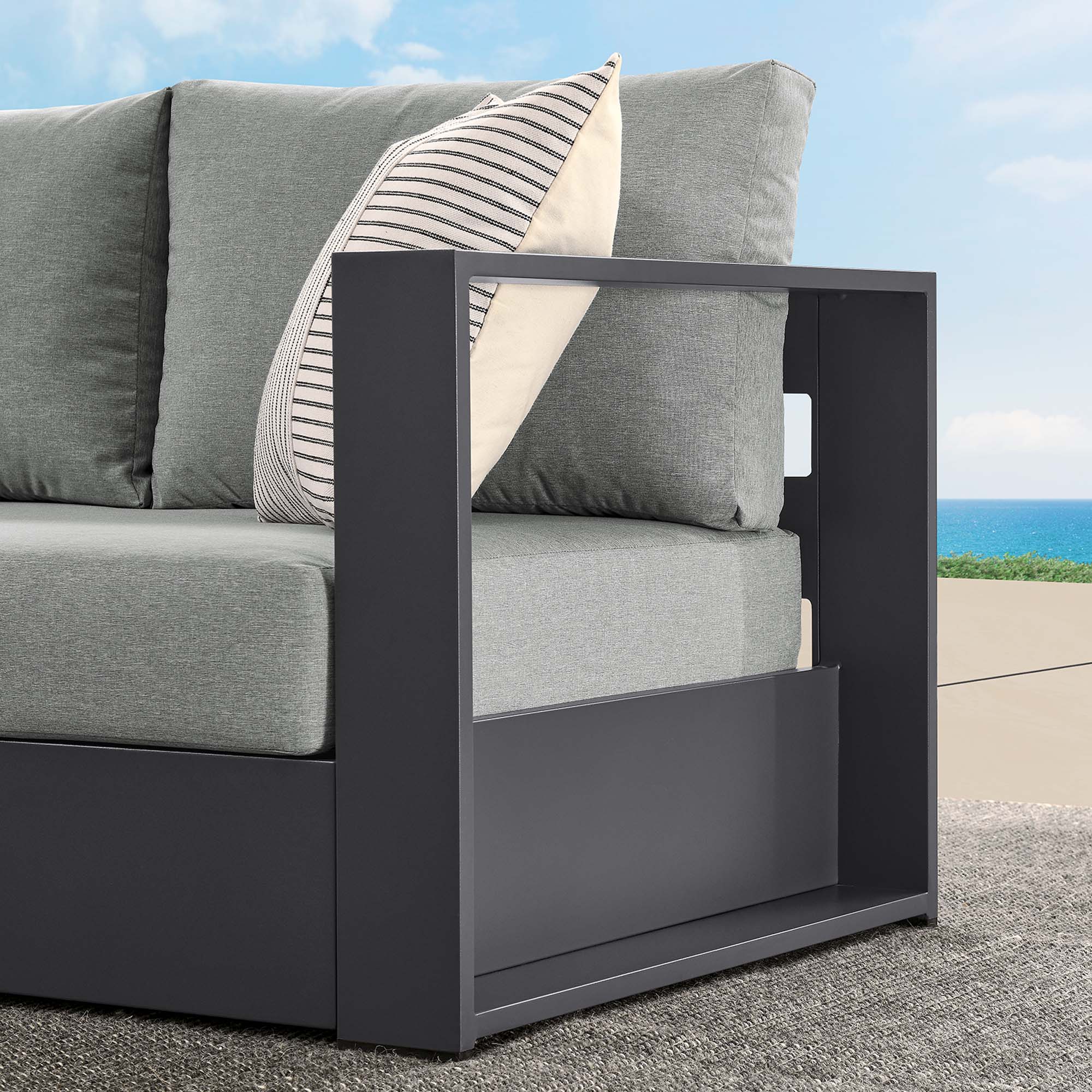 Tahoe Outdoor Patio Powder-Coated Aluminum Modular Left-Facing Loveseat