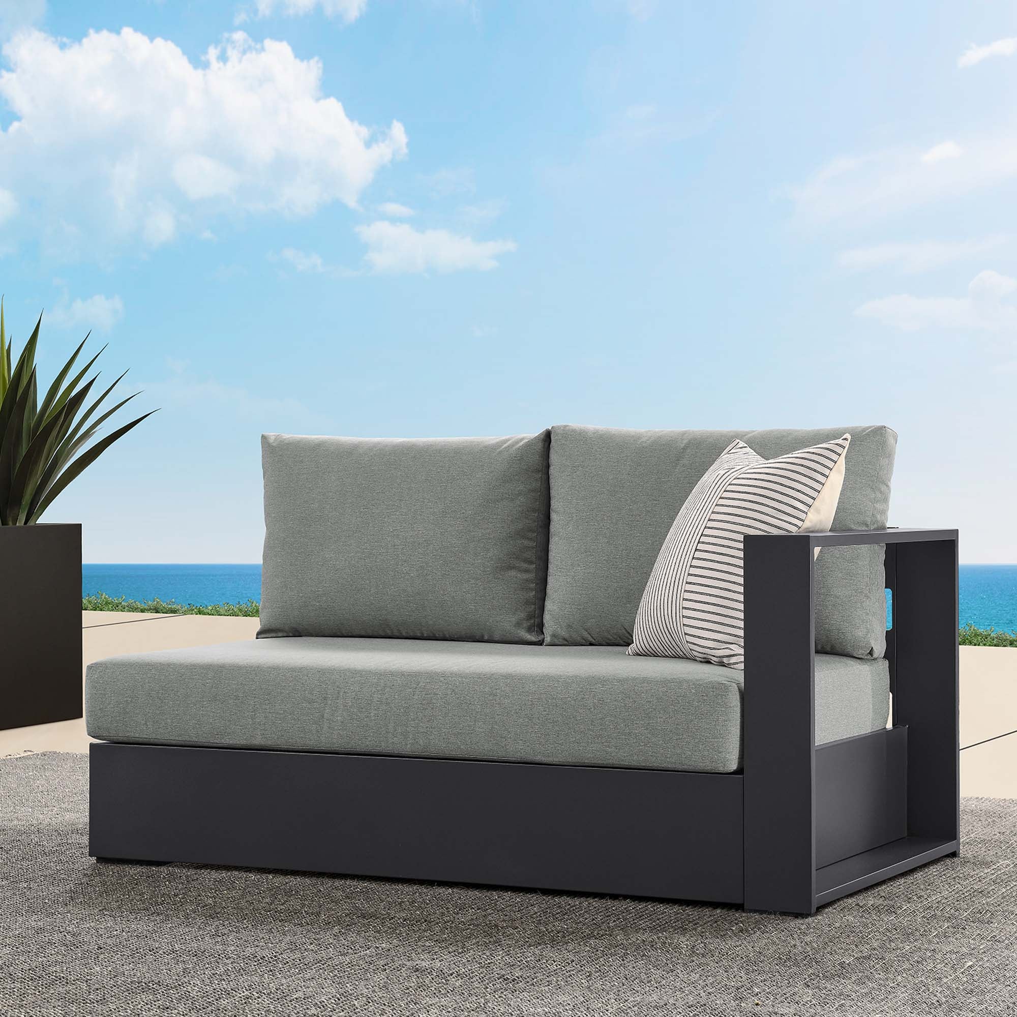 Tahoe Outdoor Patio Powder-Coated Aluminum Modular Left-Facing Loveseat