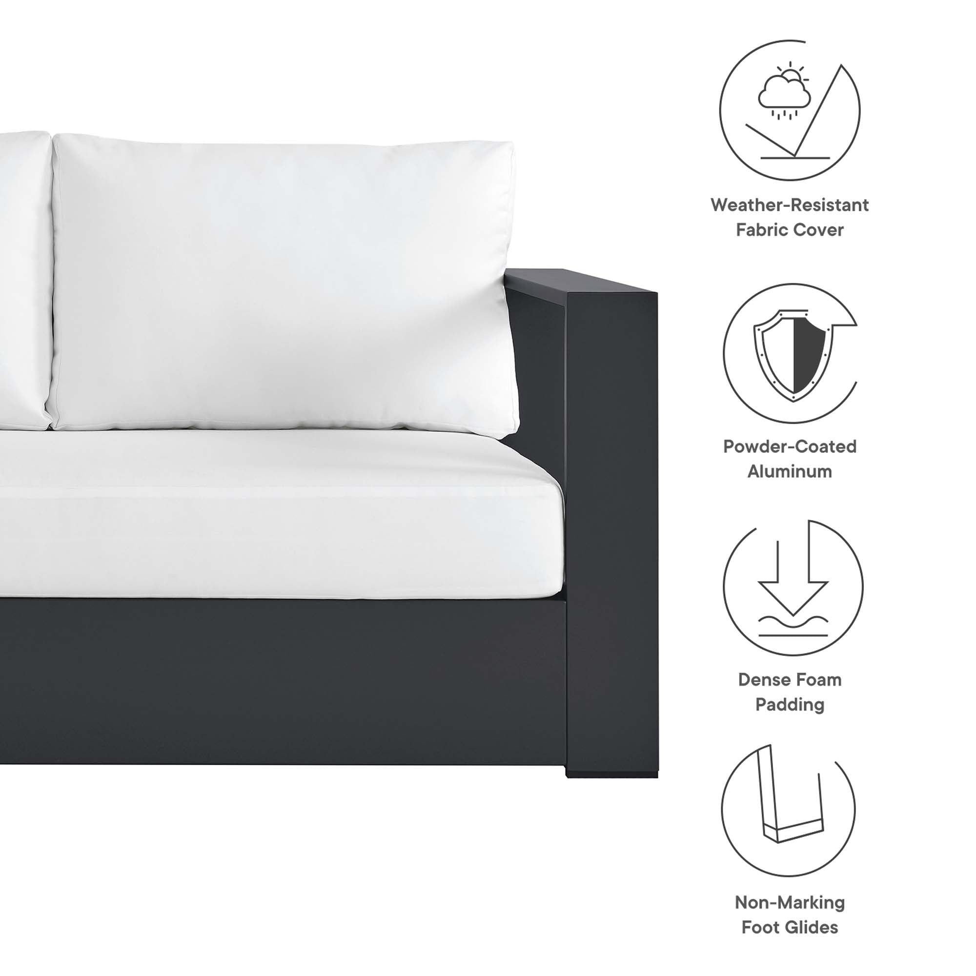 Tahoe Outdoor Patio Powder-Coated Aluminum Modular Left-Facing Loveseat