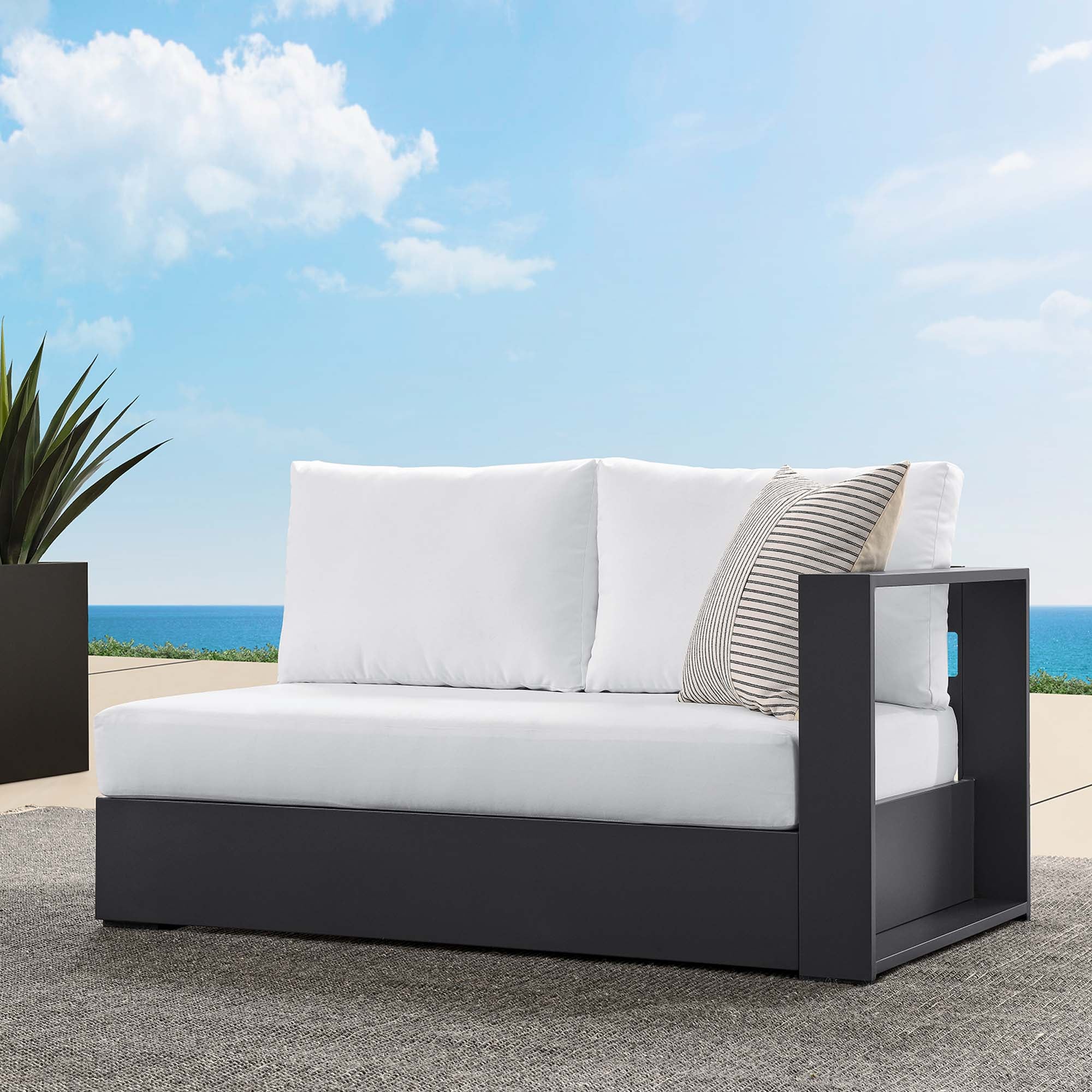 Tahoe Outdoor Patio Powder-Coated Aluminum Modular Left-Facing Loveseat