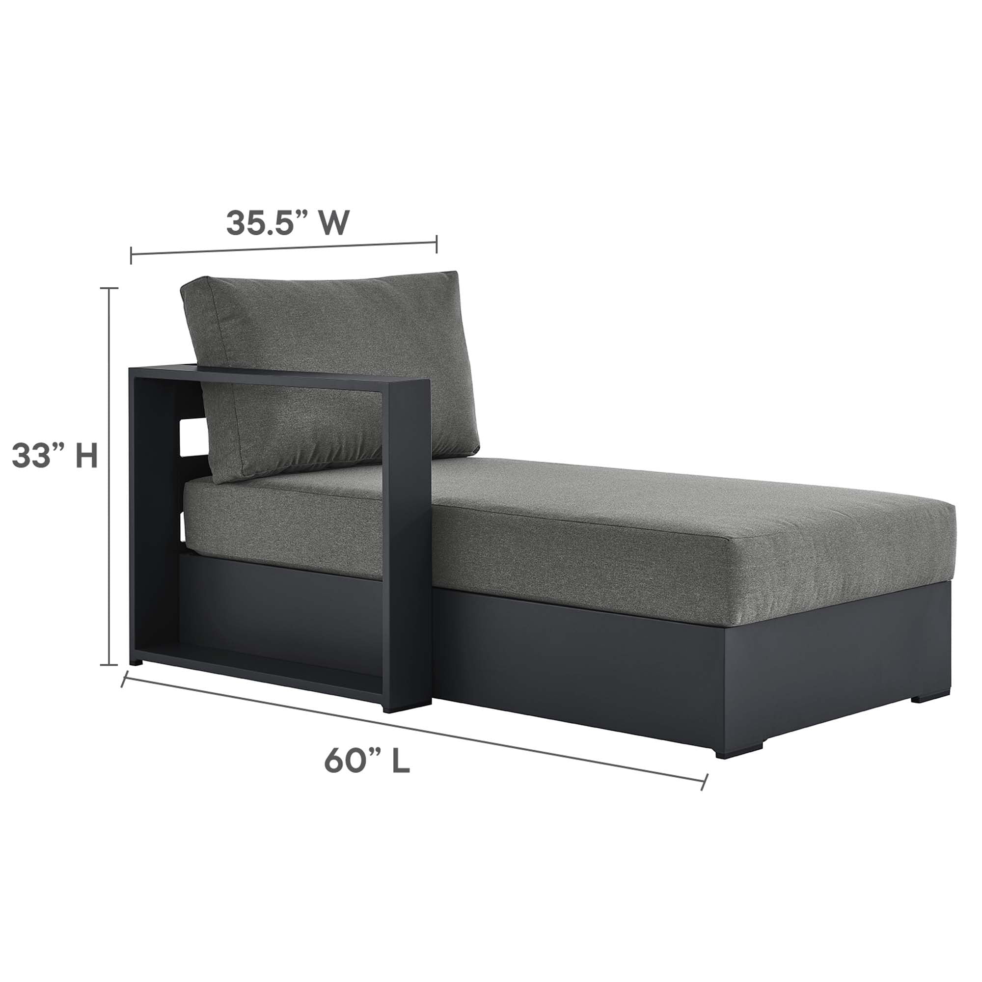 Tahoe Outdoor Patio Powder-Coated Aluminum Modular Left-Facing Chaise Lounge