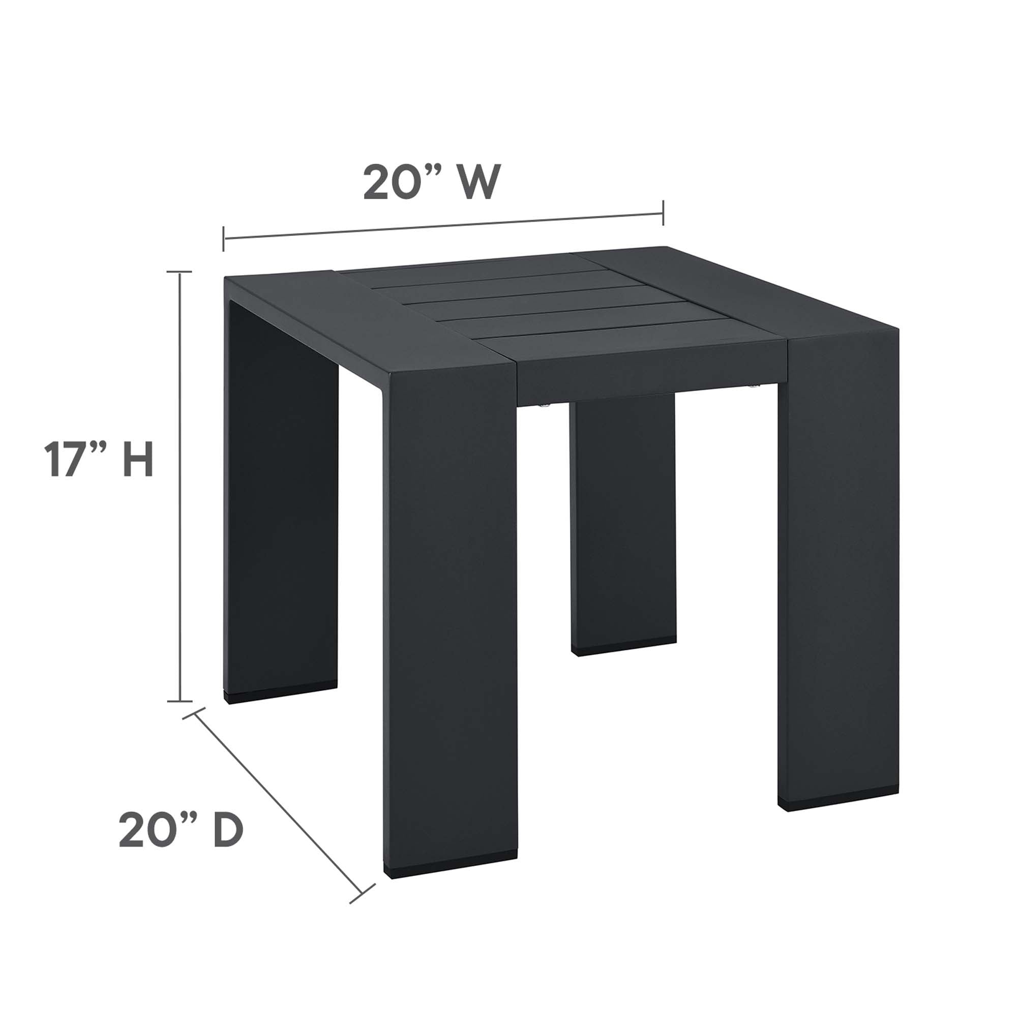 Tahoe Outdoor Patio Powder-Coated Aluminum End Table in Gray