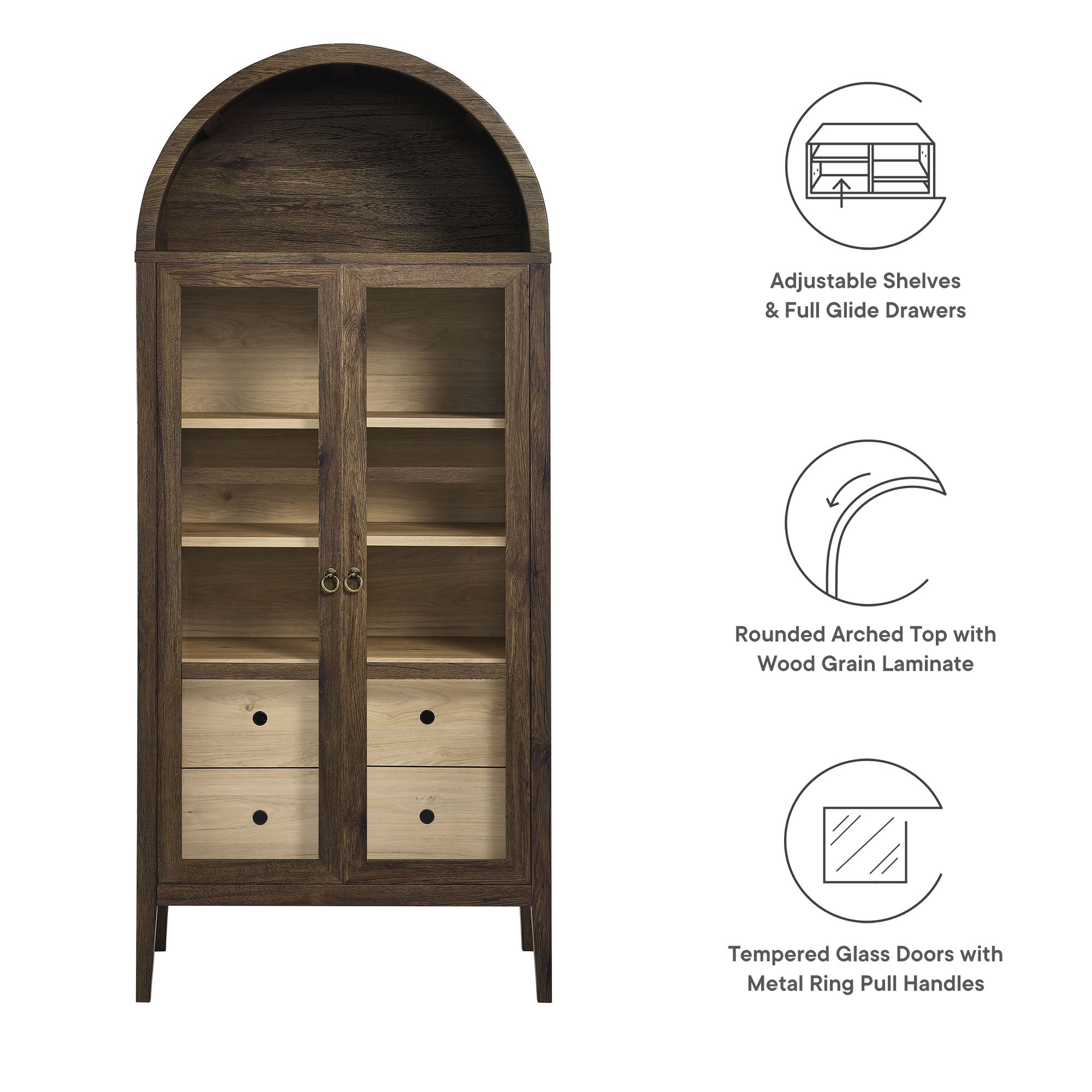 Nolan Tall Arched Storage Display Cabinet