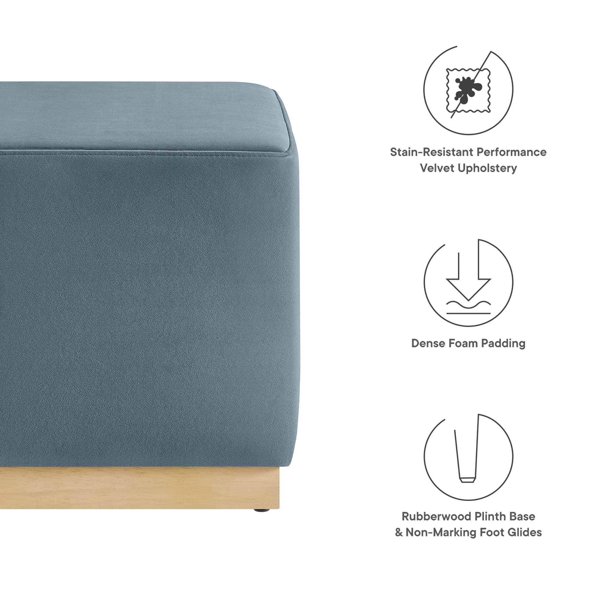 Tilden Square Performance Velvet Upholstered Ottoman