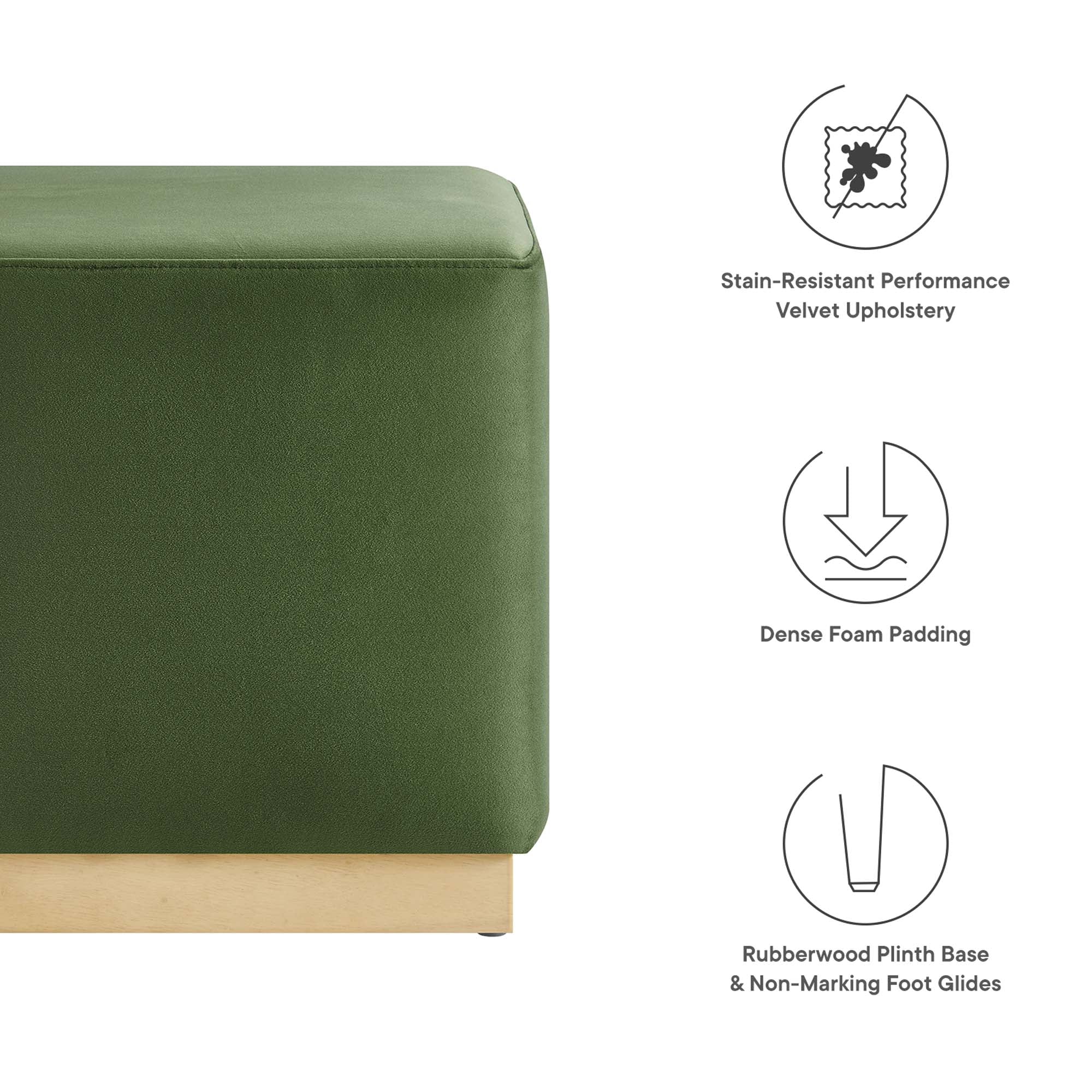 Tilden Square Performance Velvet Upholstered Ottoman