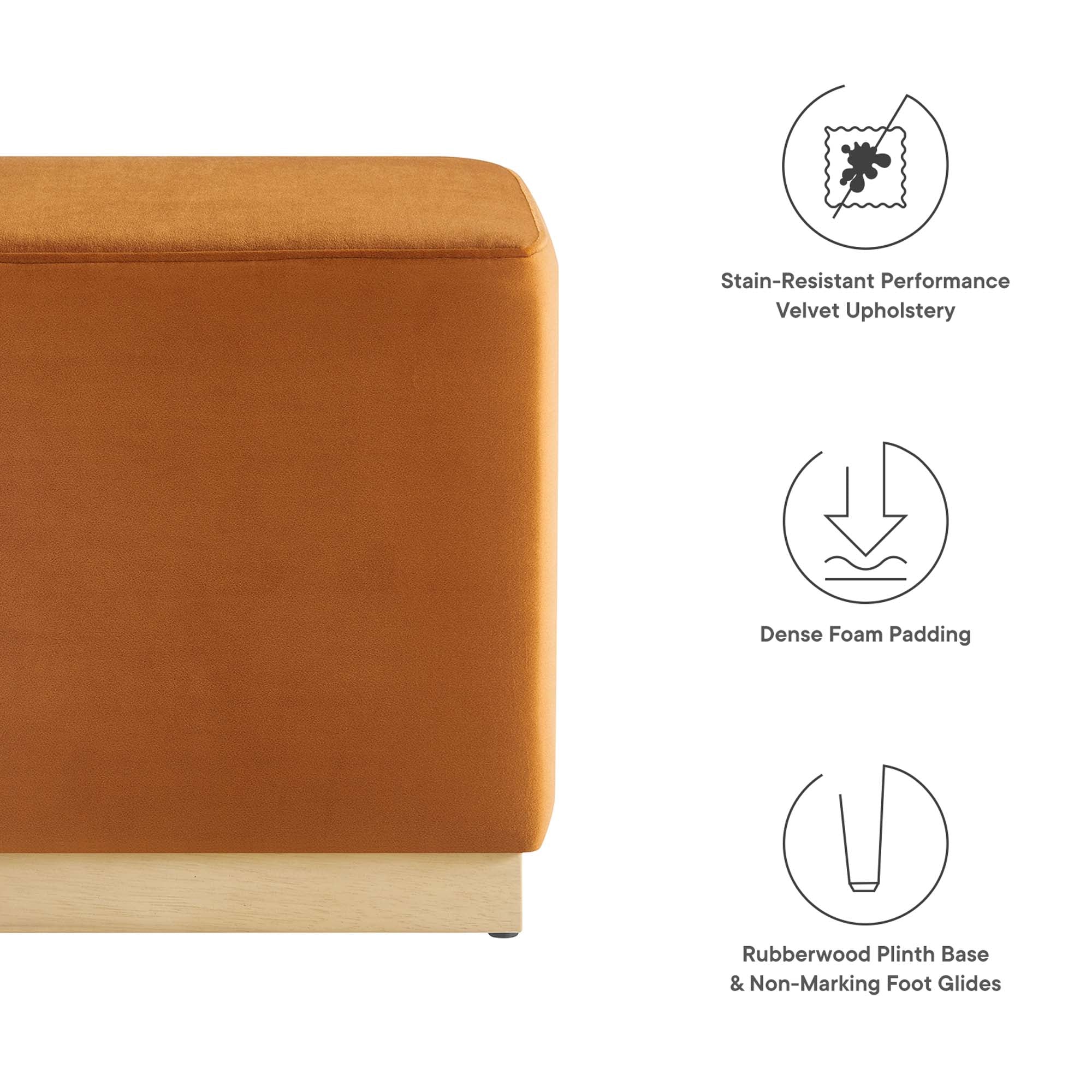 Tilden Square Performance Velvet Upholstered Ottoman