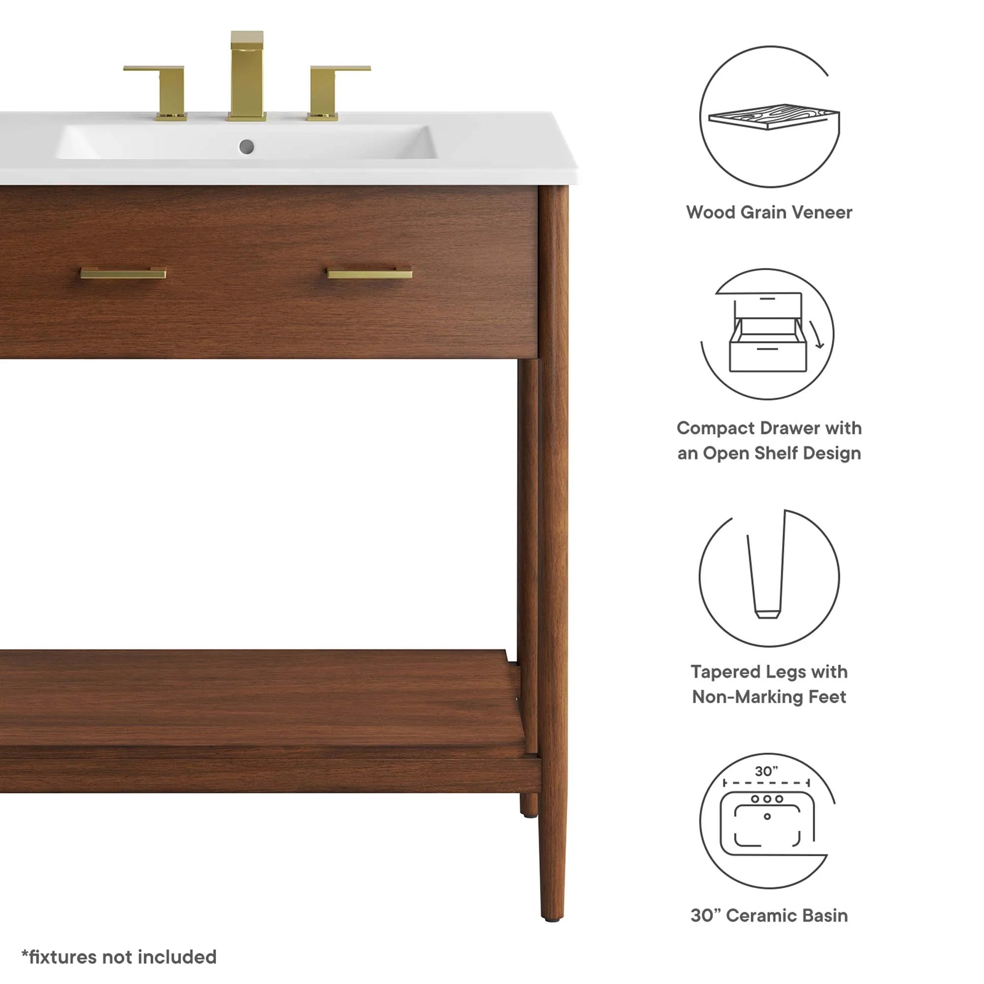 Meuble-lavabo de salle de bain Zaïre inclus