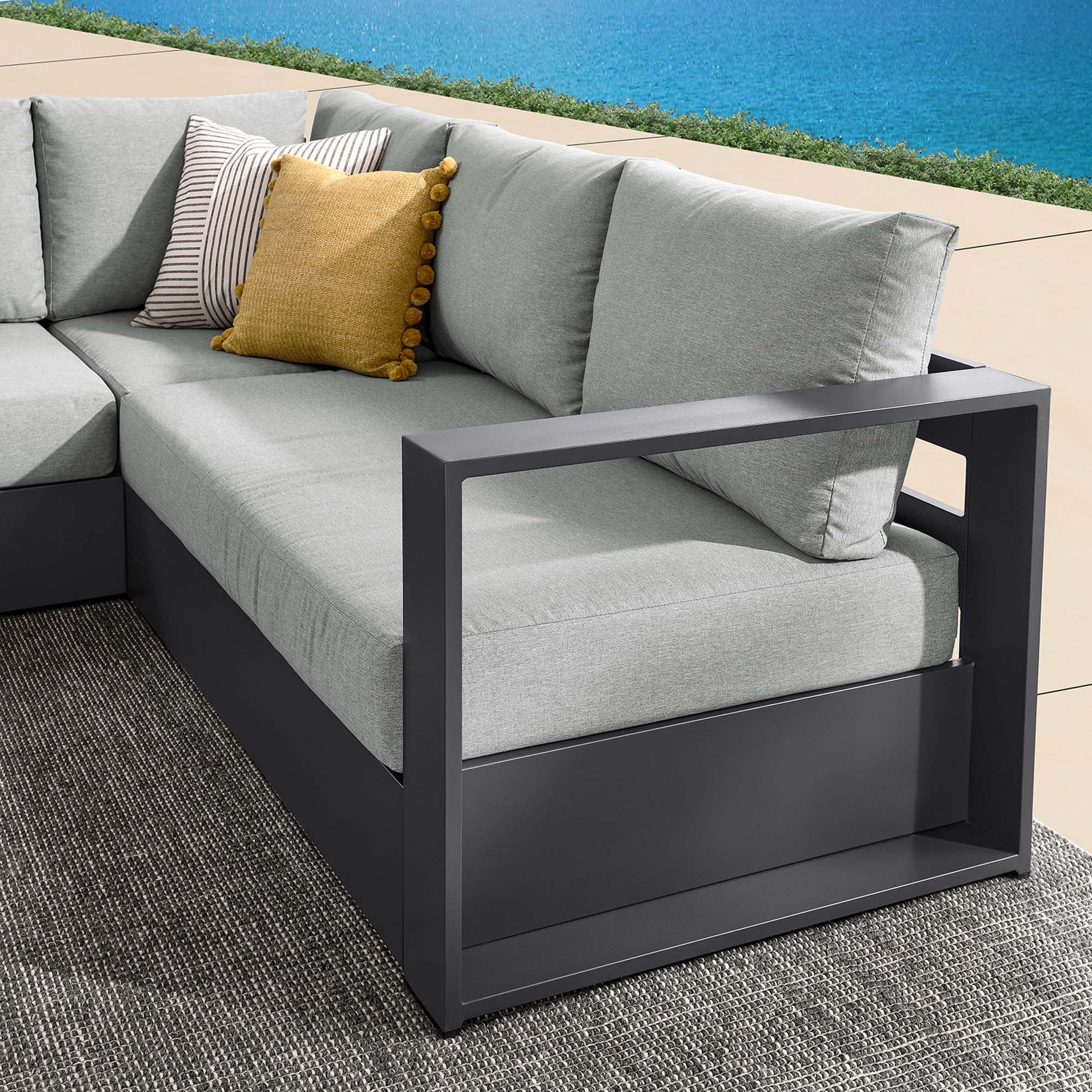 Tahoe 3-Piece Outdoor Patio Powder-Coated Aluminum Sectional Sofa Set