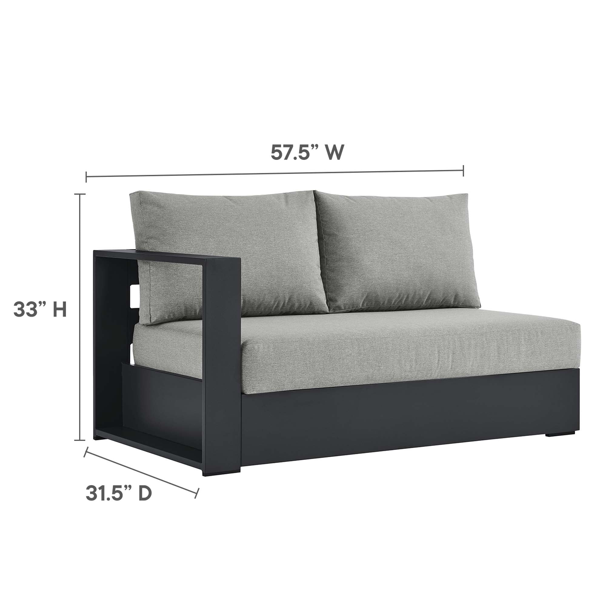 Tahoe 2-Piece Outdoor Patio Powder-Coated Aluminum Right-Facing Chaise Sectional Sofa Set