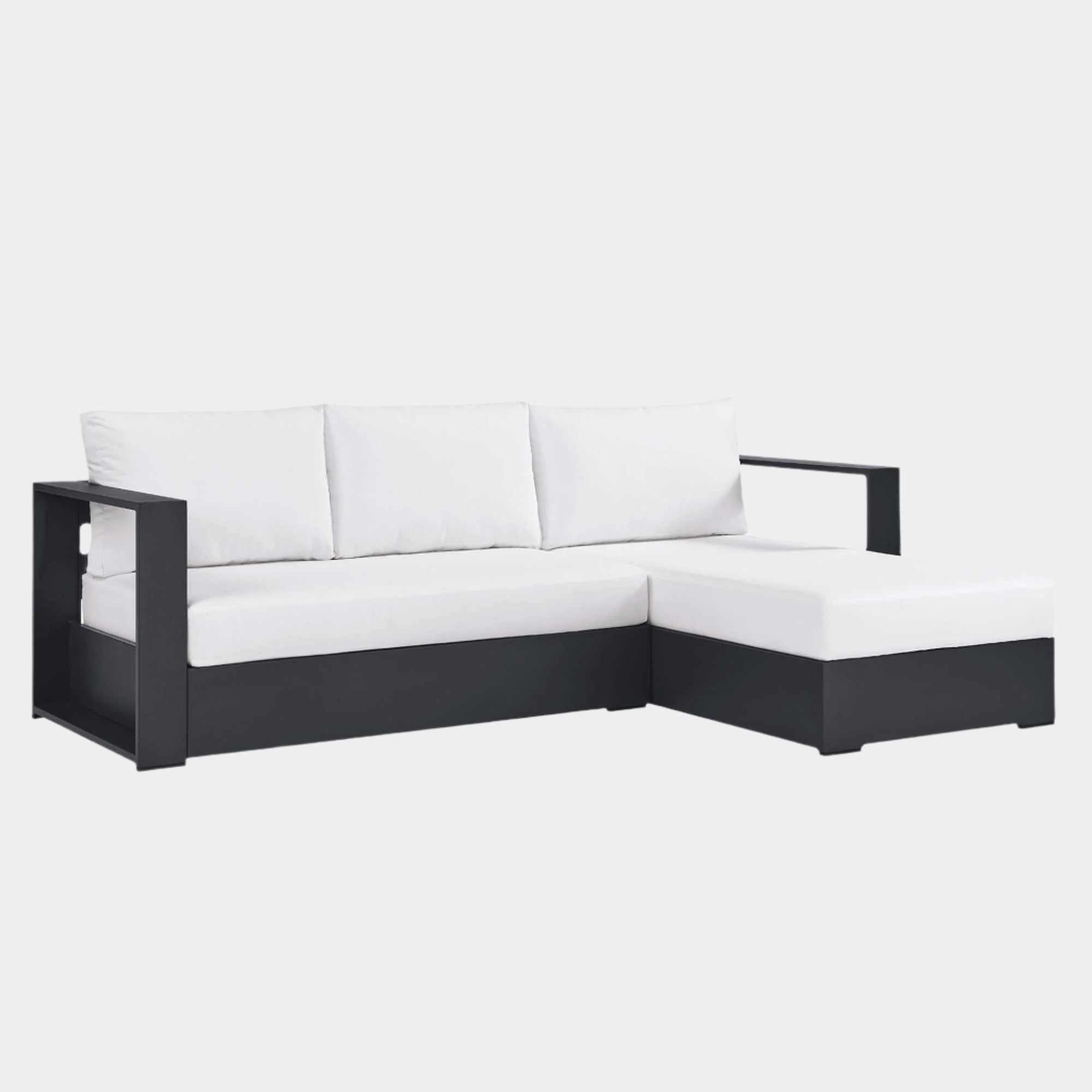 Tahoe 2-Piece Outdoor Patio Powder-Coated Aluminum Right-Facing Chaise Sectional Sofa Set