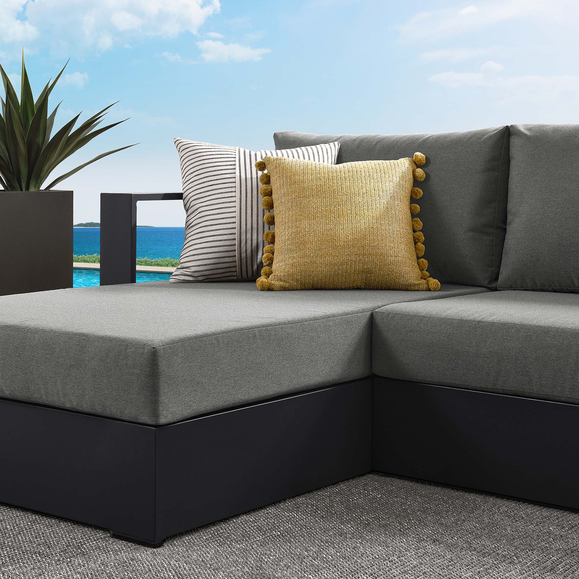 Tahoe 2-Piece Outdoor Patio Powder-Coated Aluminum Left-Facing Chaise Sectional Sofa Set