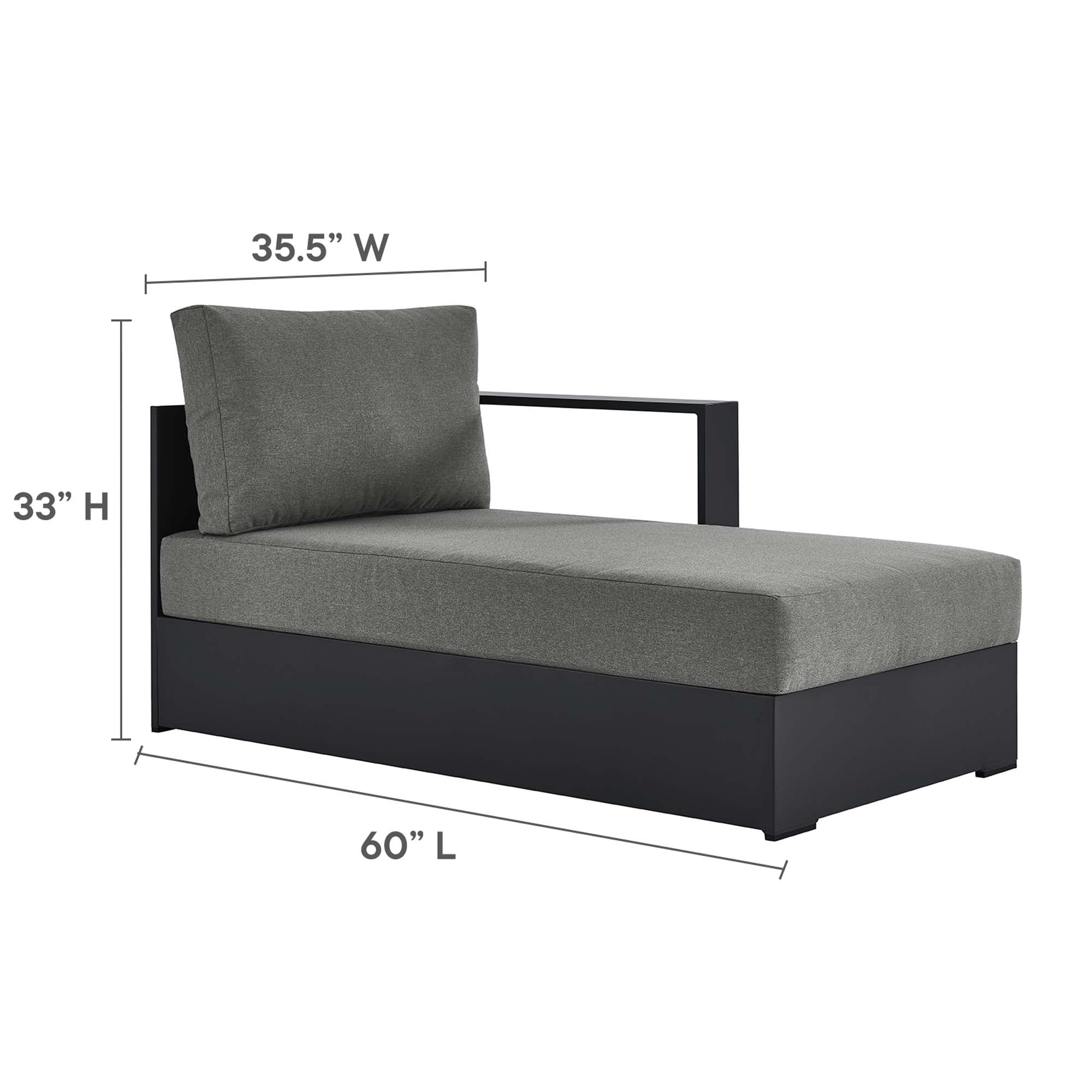 Tahoe 3-Piece Outdoor Patio Powder-Coated Aluminum Right-Facing Chaise Sectional Sofa Set