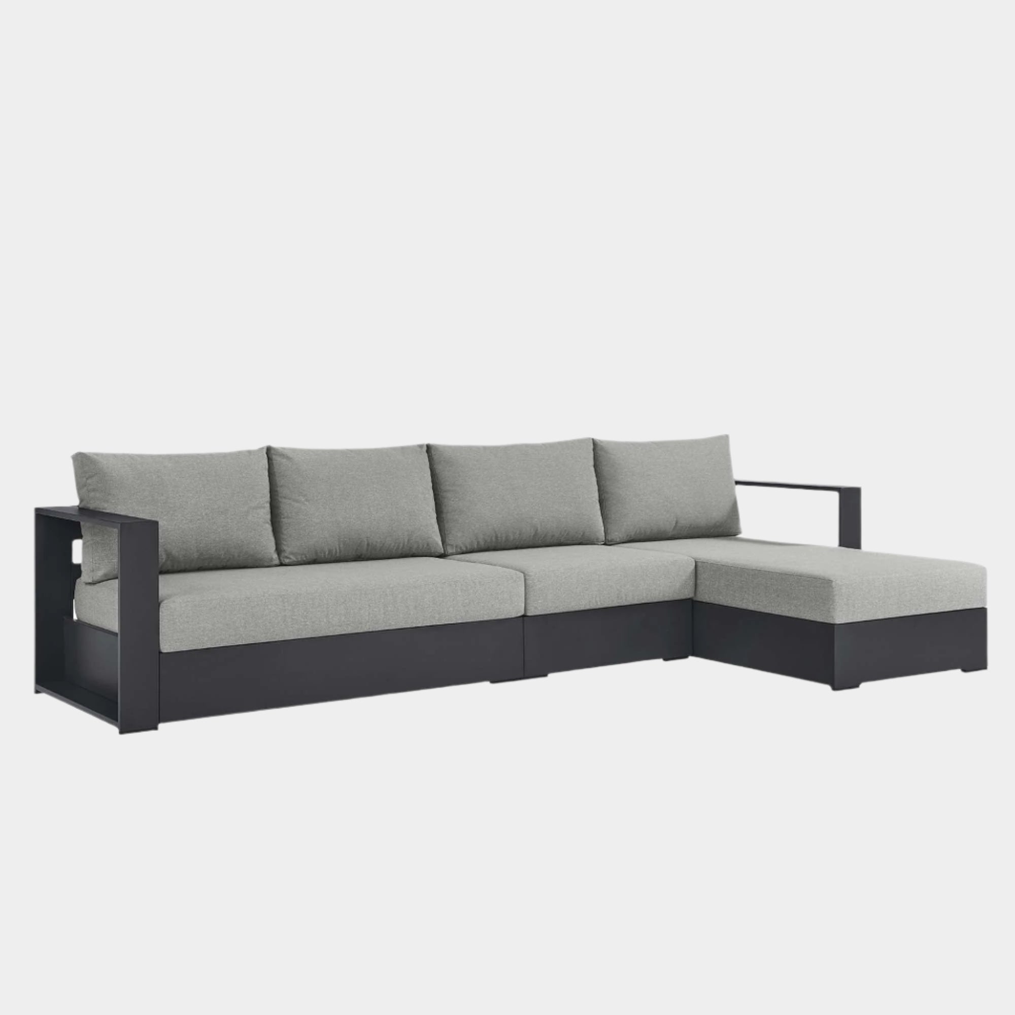 Tahoe 3-Piece Outdoor Patio Powder-Coated Aluminum Right-Facing Chaise Sectional Sofa Set