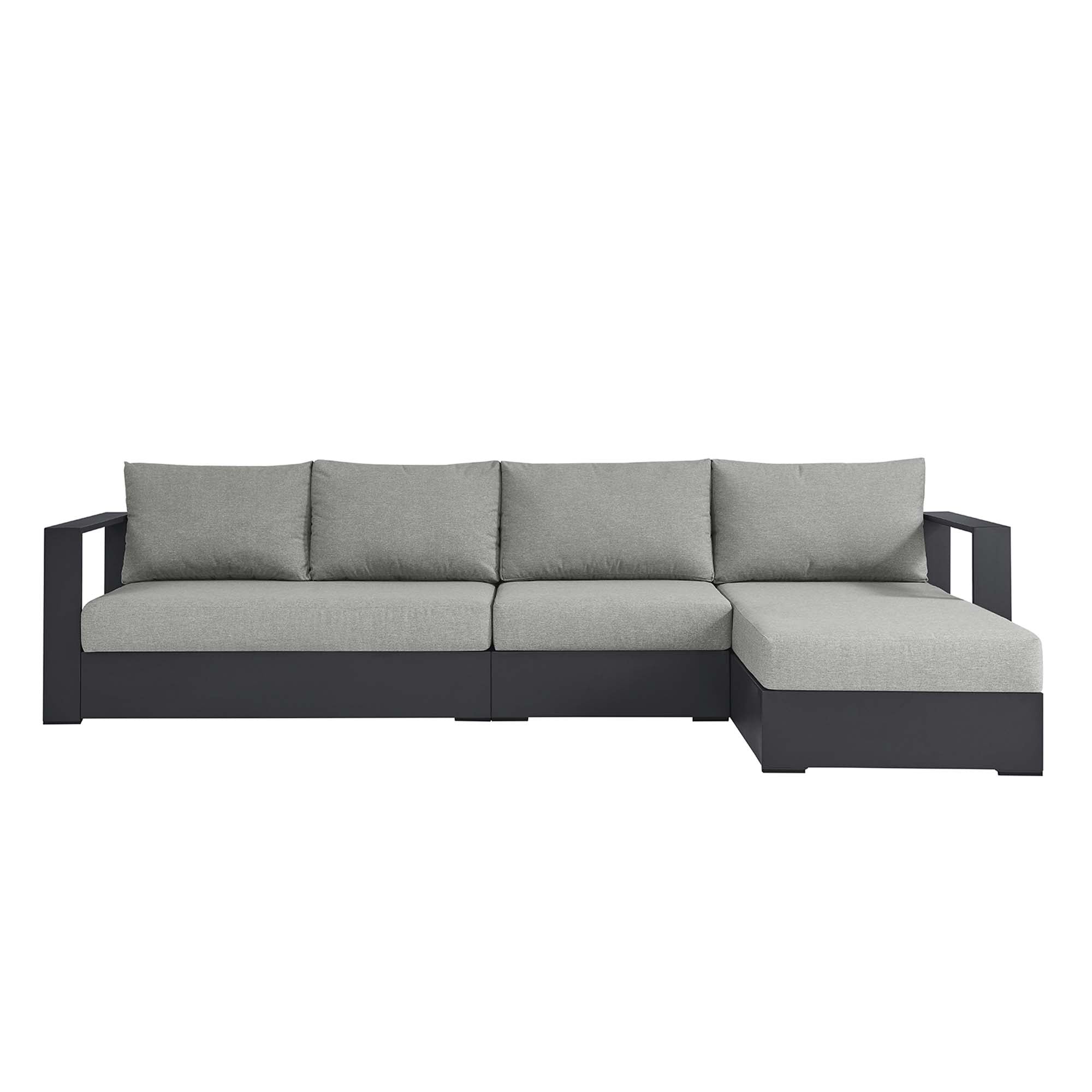 Tahoe 3-Piece Outdoor Patio Powder-Coated Aluminum Right-Facing Chaise Sectional Sofa Set