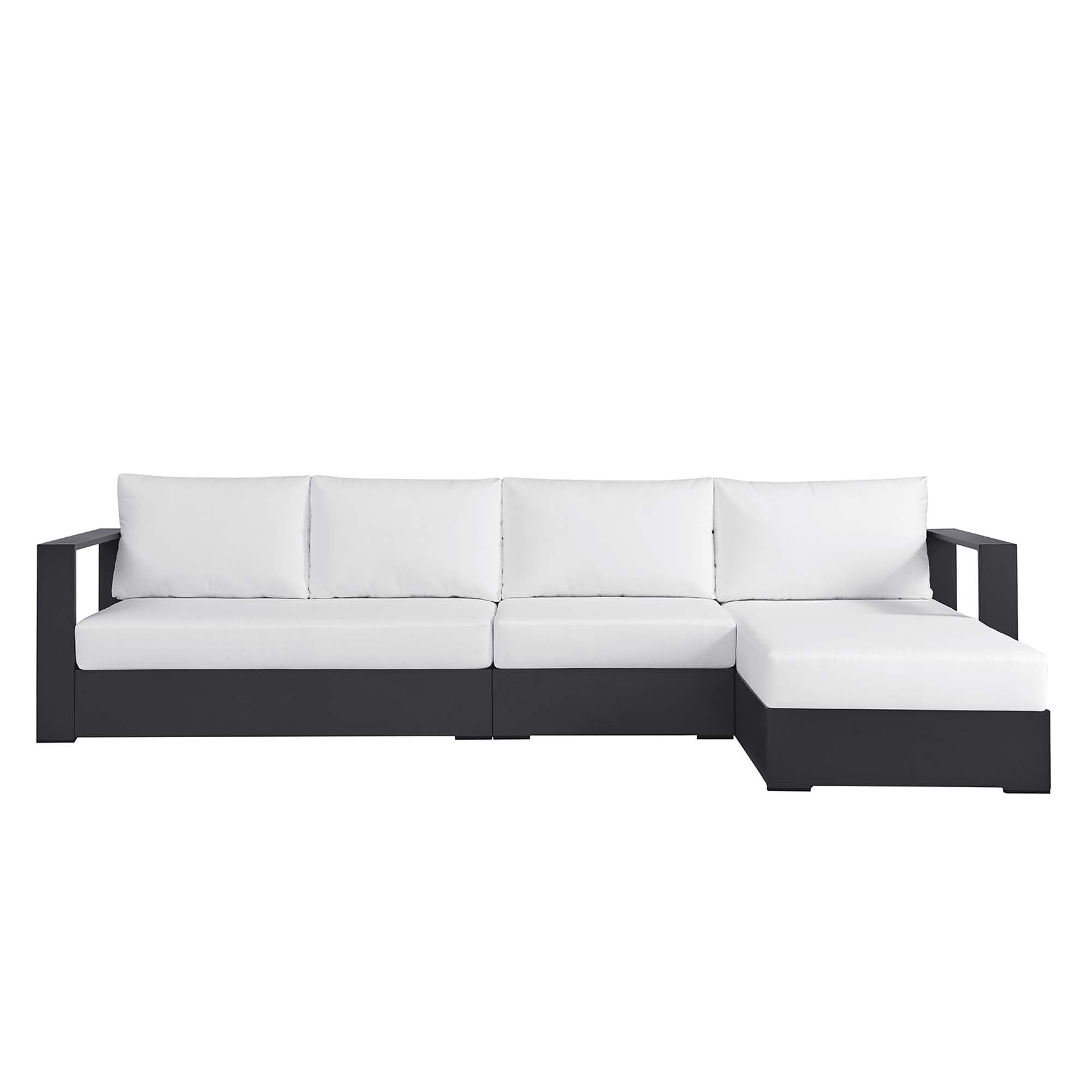 Tahoe 3-Piece Outdoor Patio Powder-Coated Aluminum Right-Facing Chaise Sectional Sofa Set