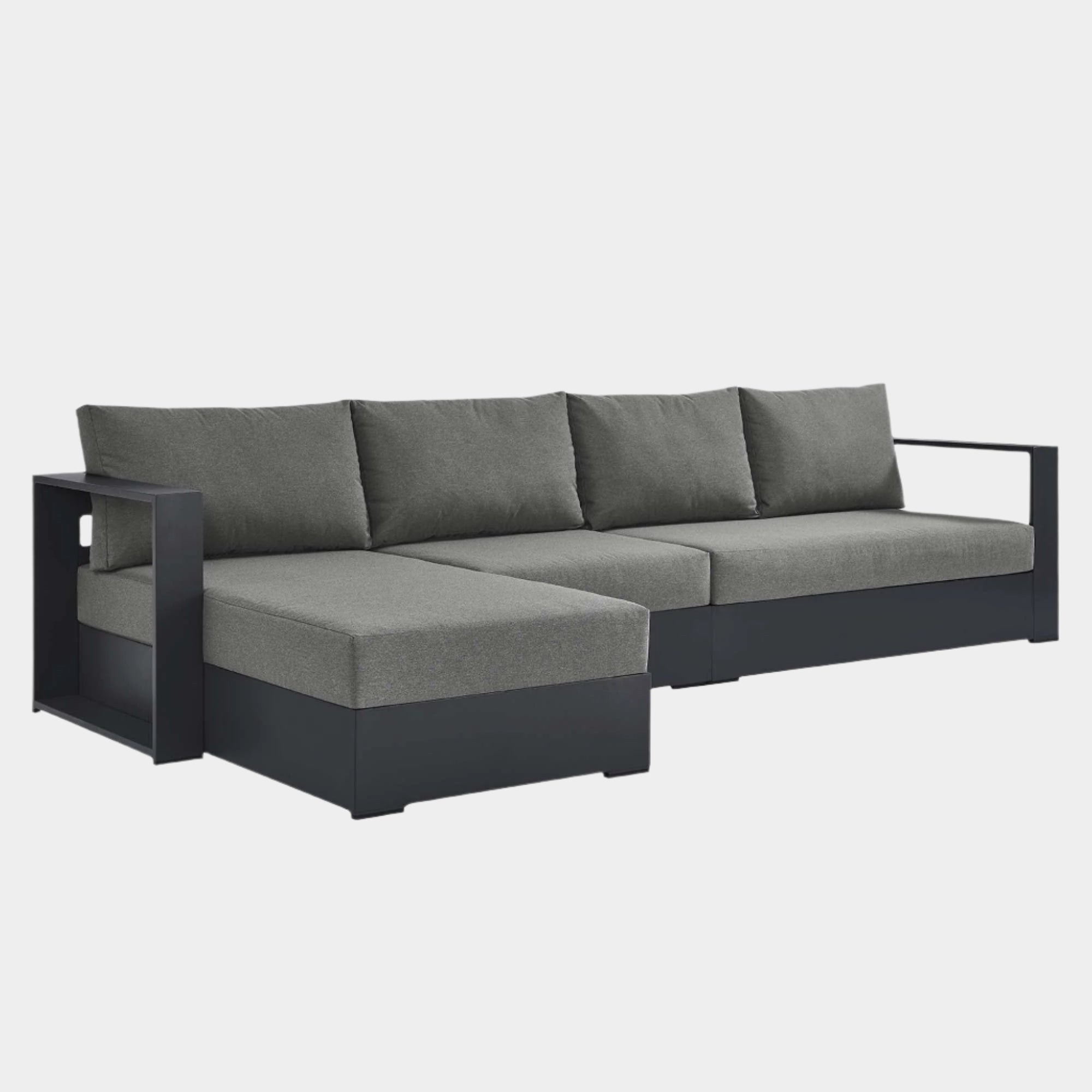 Tahoe 3-Piece Outdoor Patio Powder-Coated Aluminum Left-Facing Chaise Sectional Sofa Set