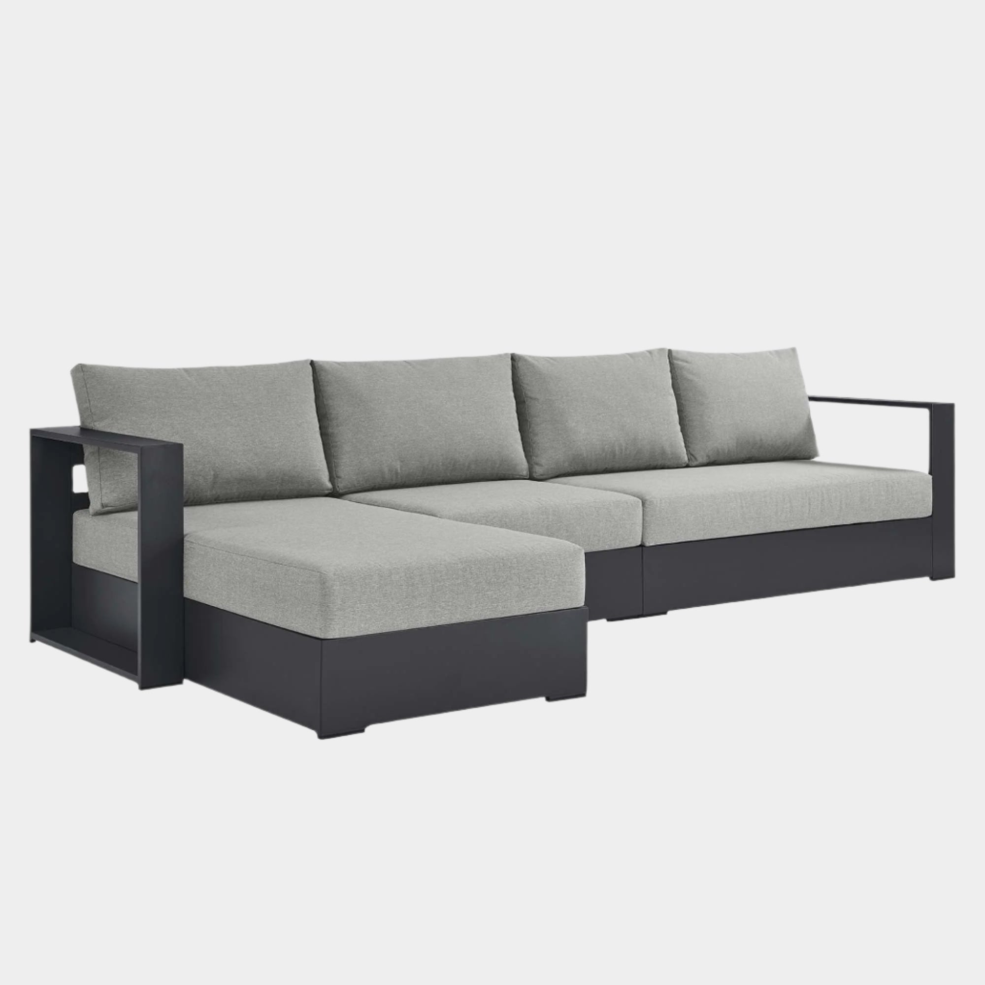 Tahoe 3-Piece Outdoor Patio Powder-Coated Aluminum Left-Facing Chaise Sectional Sofa Set