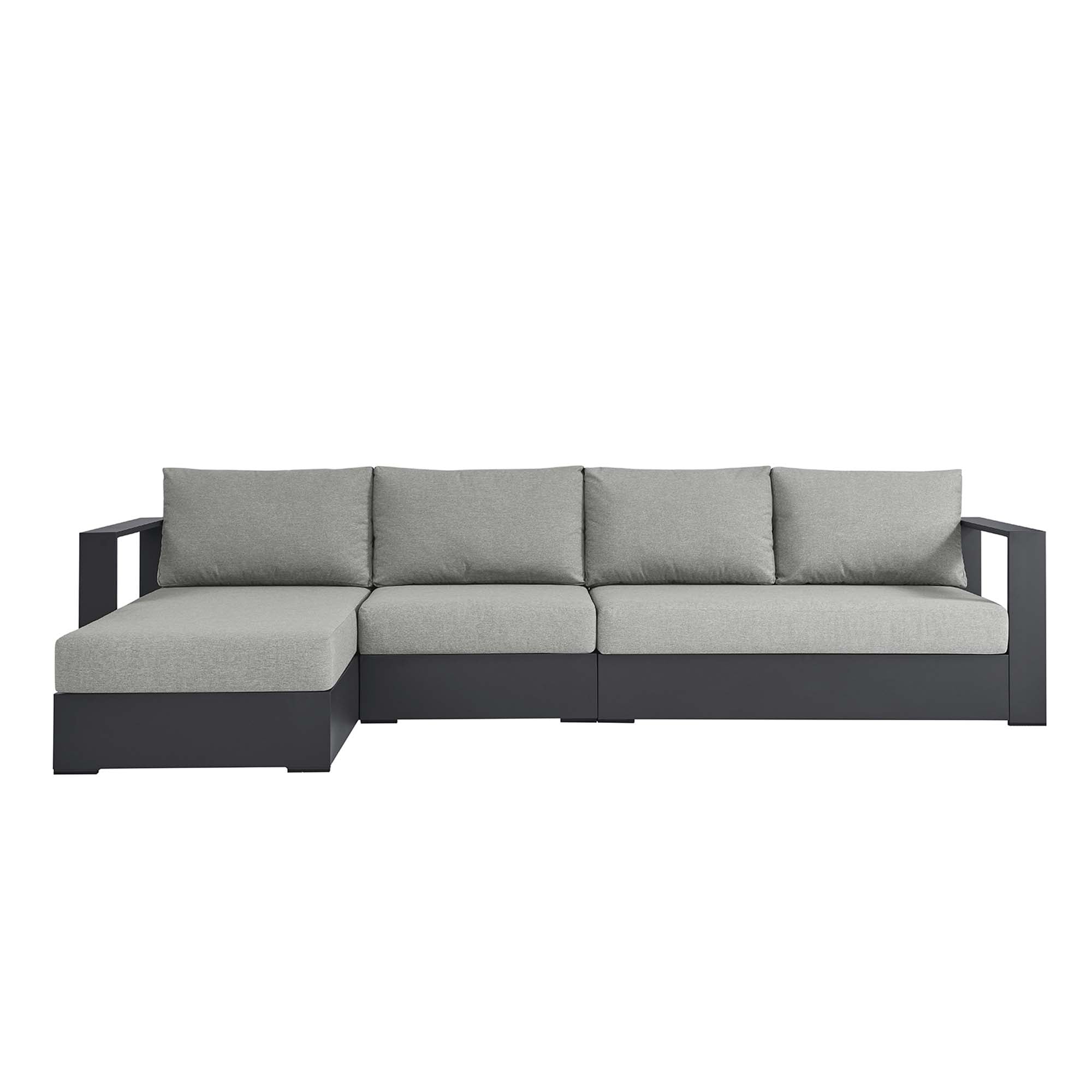 Tahoe 3-Piece Outdoor Patio Powder-Coated Aluminum Left-Facing Chaise Sectional Sofa Set