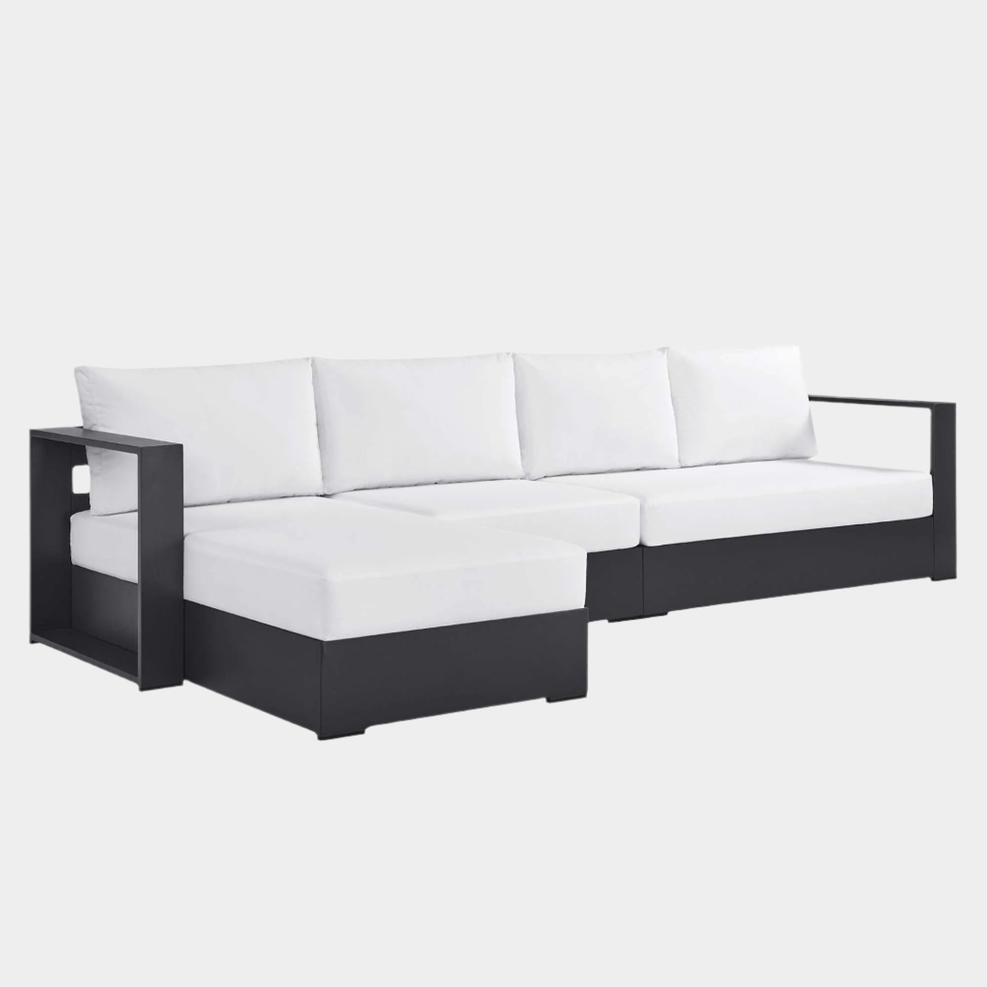 Tahoe 3-Piece Outdoor Patio Powder-Coated Aluminum Left-Facing Chaise Sectional Sofa Set