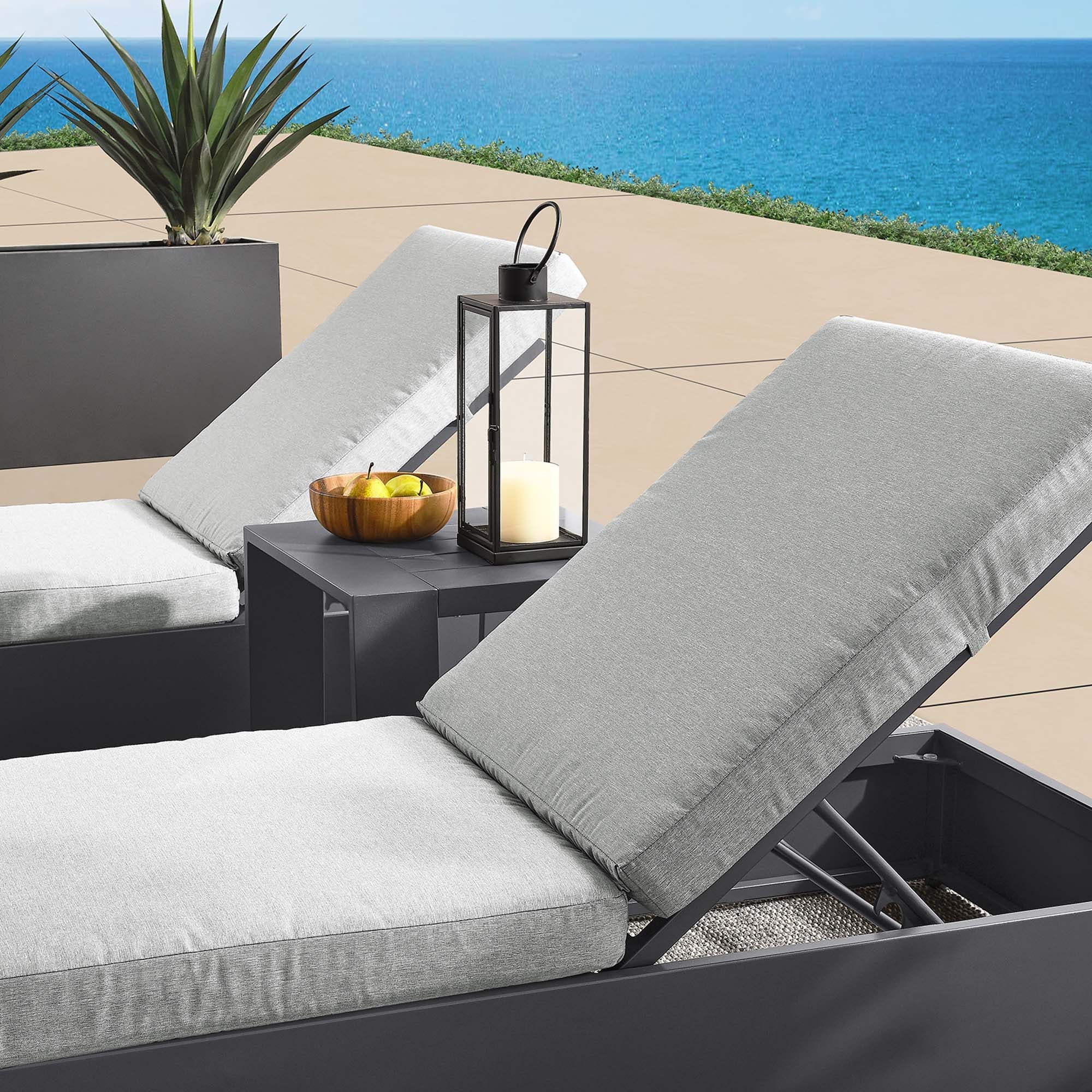 Tahoe 3-Piece Outdoor Patio Powder-Coated Aluminum Chaise Lounge Set