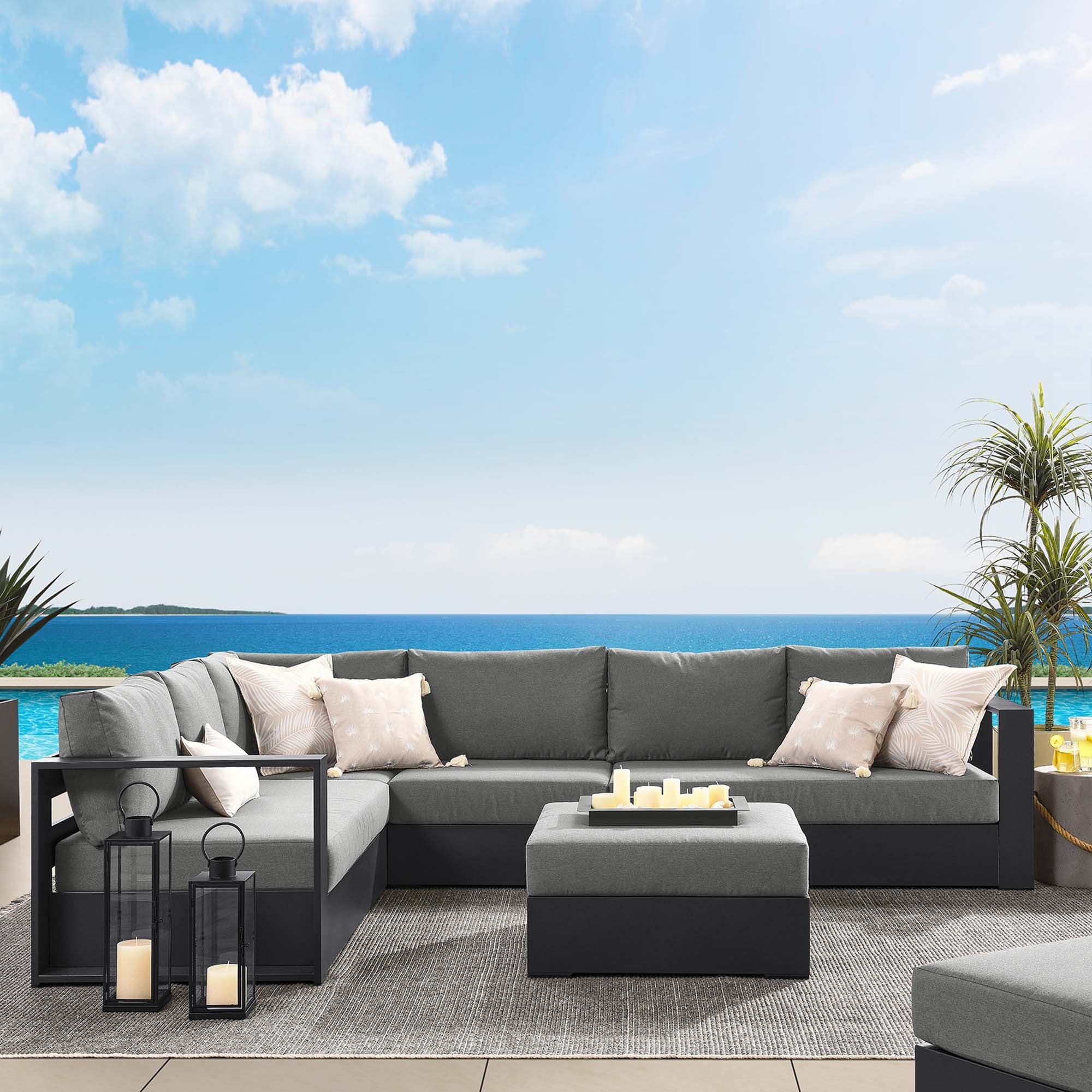 Tahoe 5-Piece Outdoor Patio Powder-Coated Aluminum Sectional Sofa Set