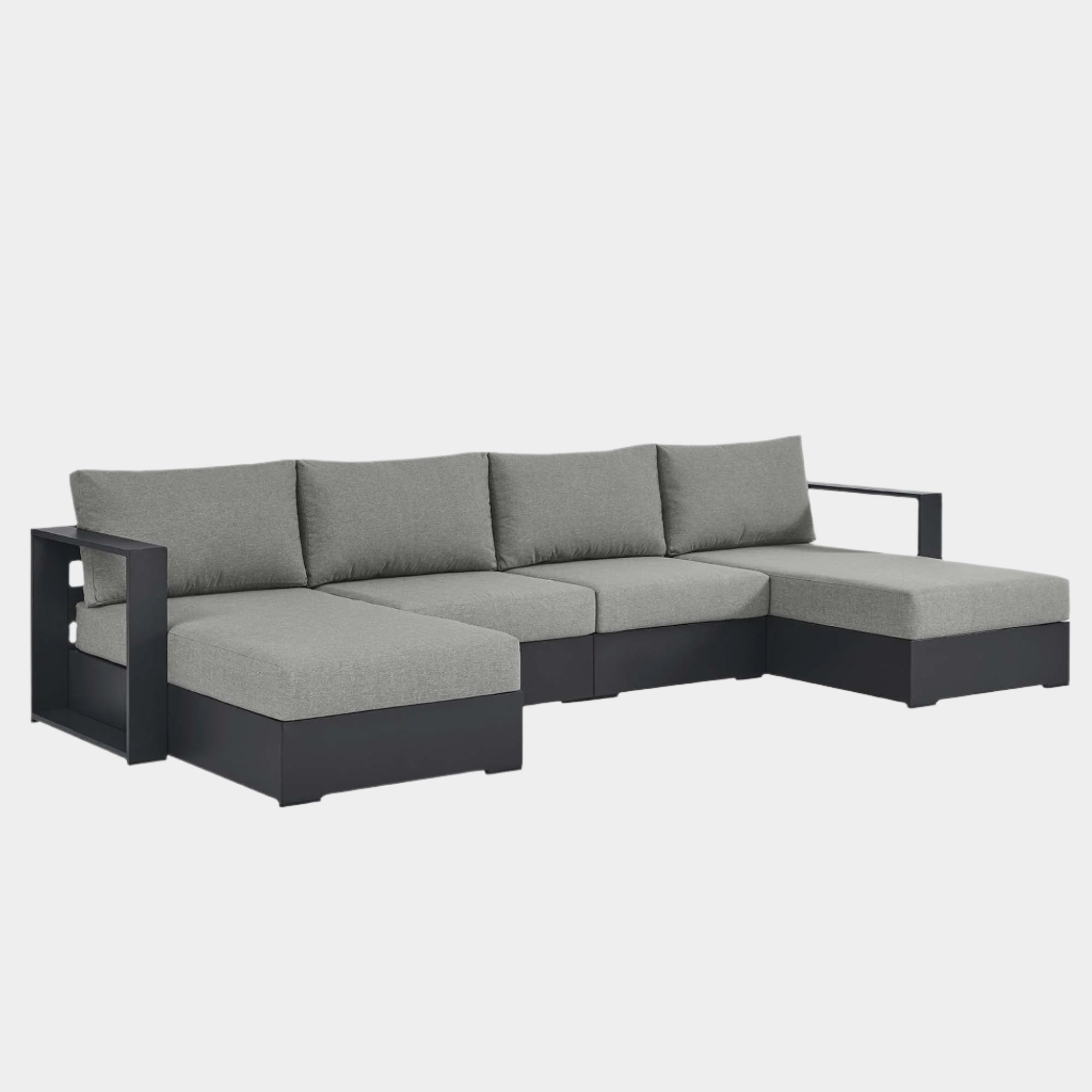 Tahoe 4-Piece Outdoor Patio Powder-Coated Aluminum Sectional Sofa Set