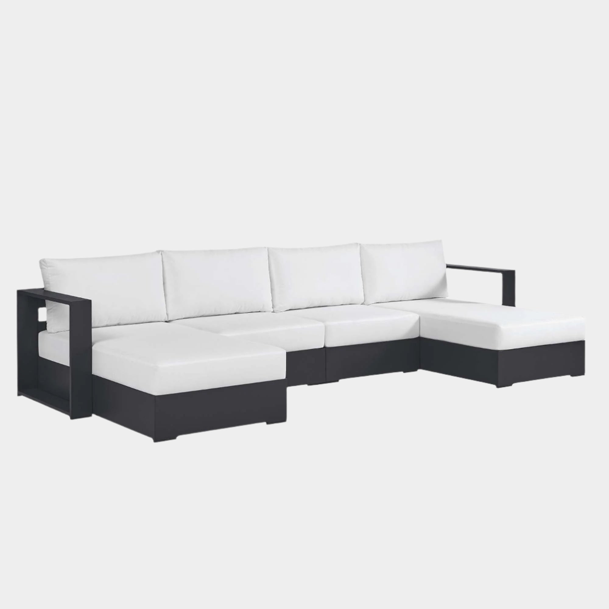 Tahoe 4-Piece Outdoor Patio Powder-Coated Aluminum Sectional Sofa Set