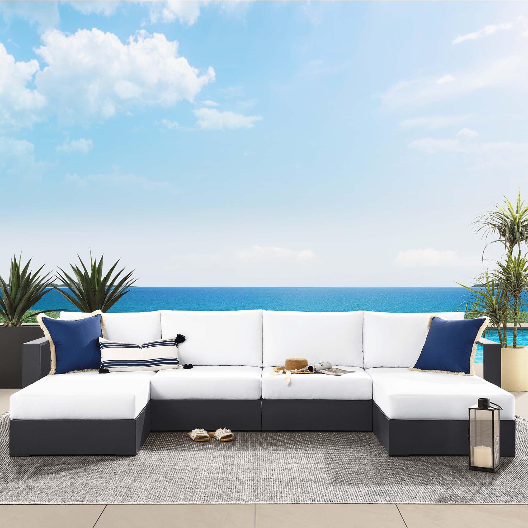 Tahoe 4-Piece Outdoor Patio Powder-Coated Aluminum Sectional Sofa Set