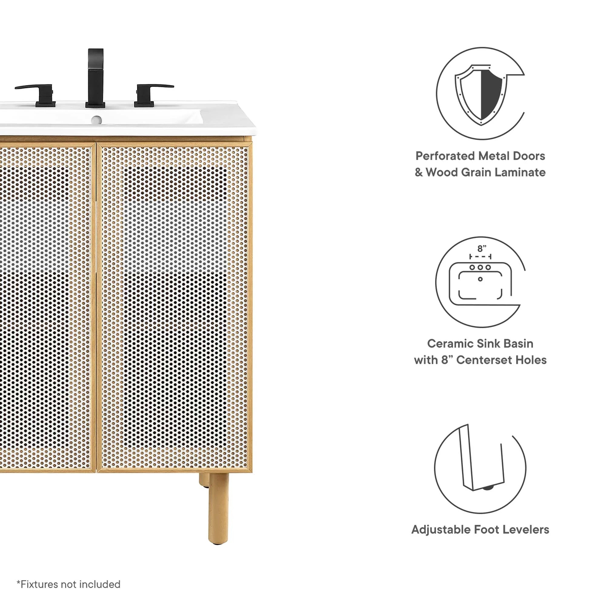 Calla Perforated Metal Bathroom Vanity Basin Included